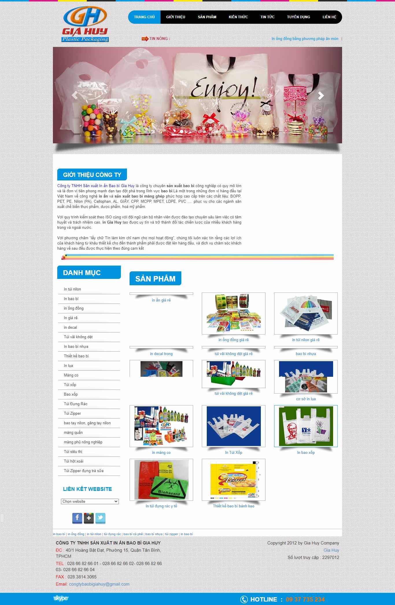Thiết kế Website Web sản xuất bao bì - wwwbaobigiahuycom