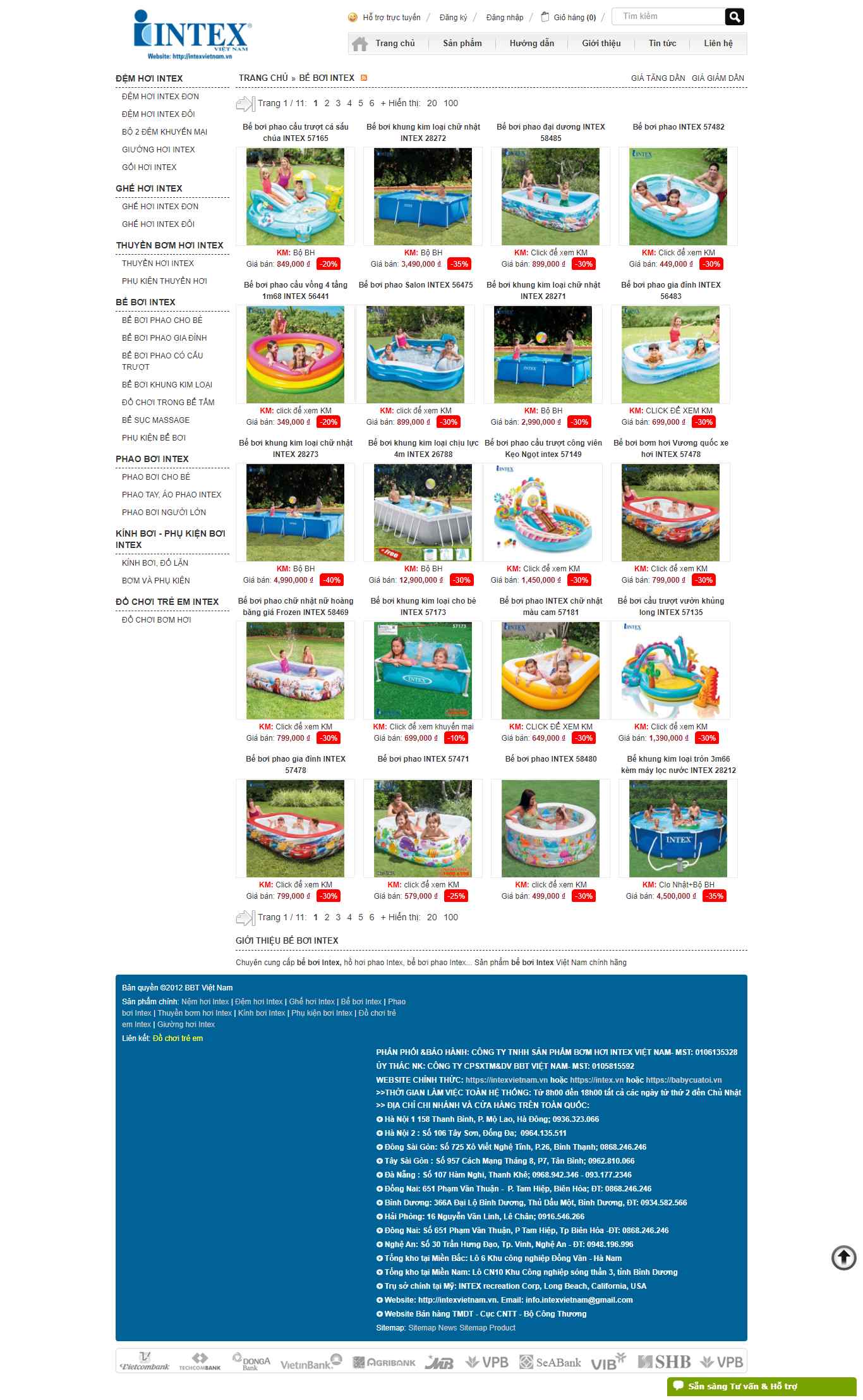 Thiết kế Website web bể bơi - intexvietnamvn