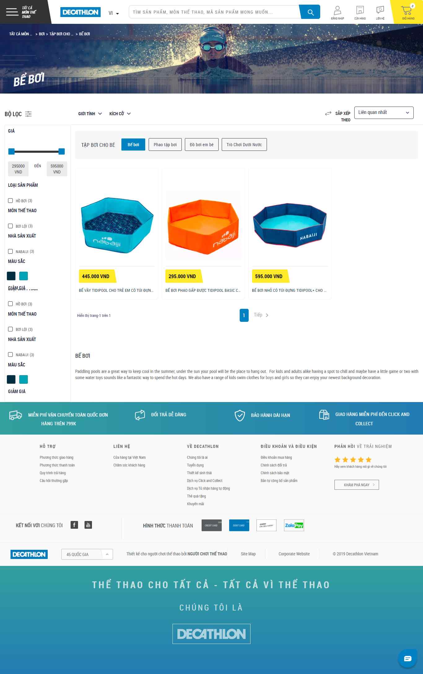 Thiết kế Website web bể bơi - wwwdecathlonvn