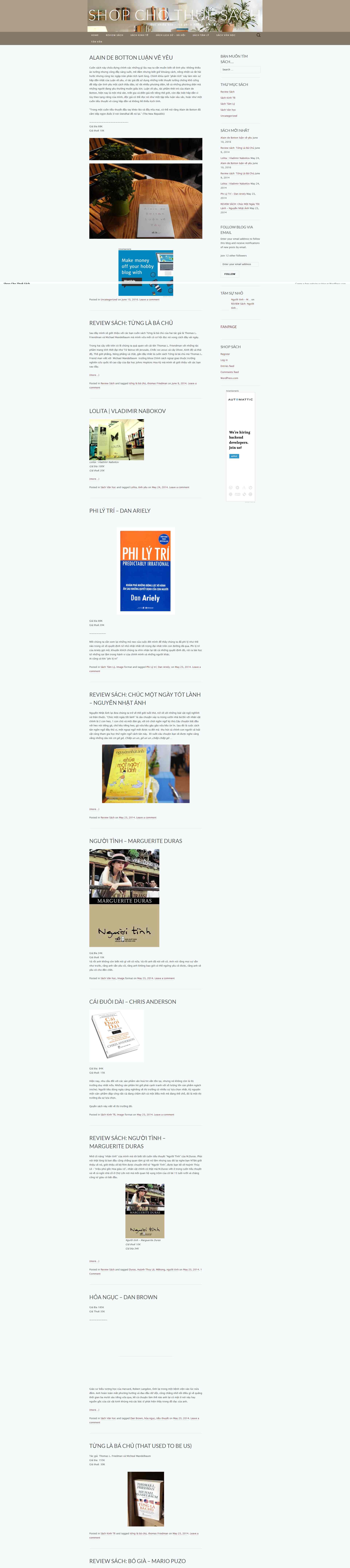 Thiết kế Website web cho thuê sách - shopchothuesachwordpresscom