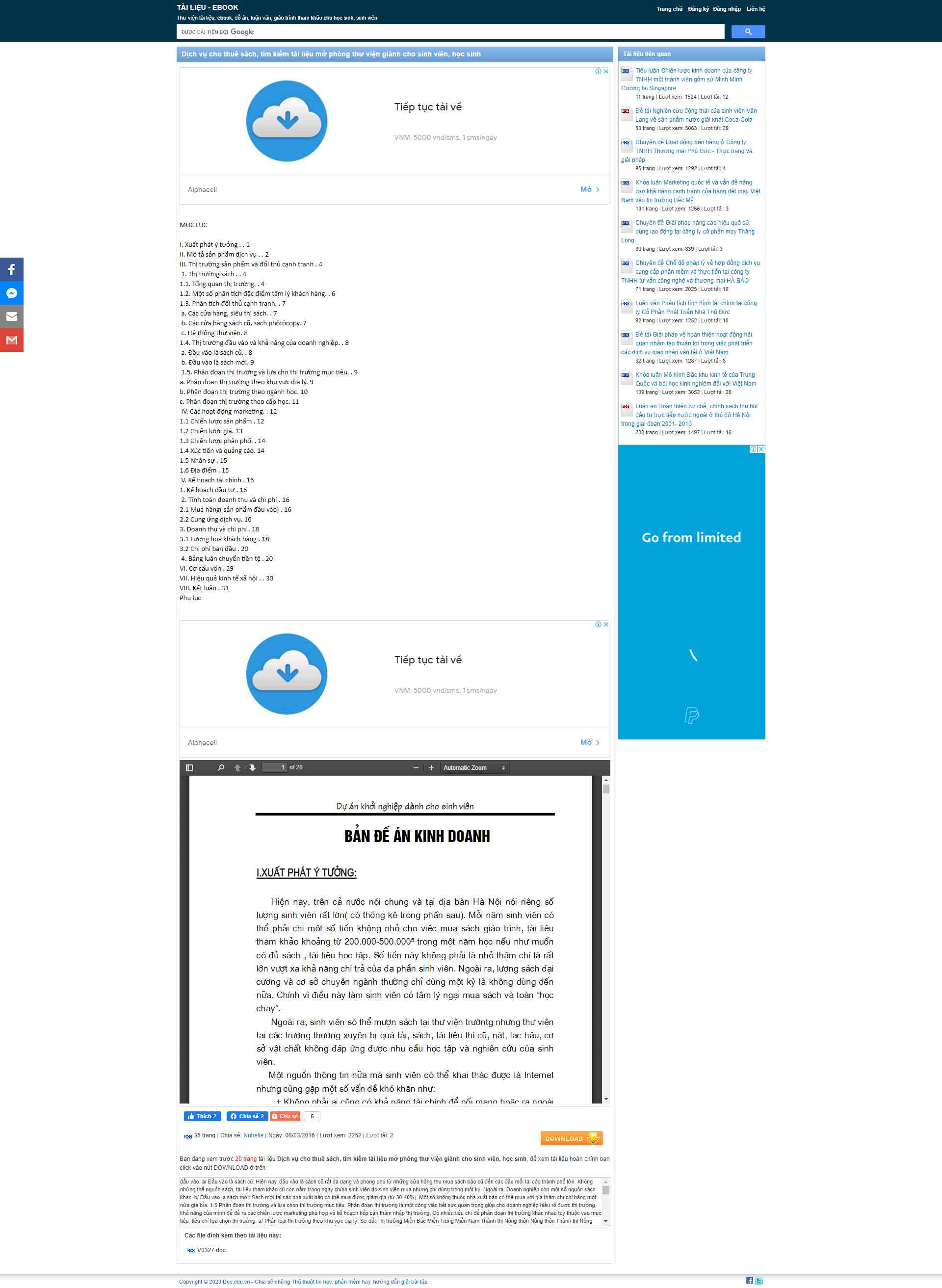 Thiết kế Website web cho thuê sách - doceduvn