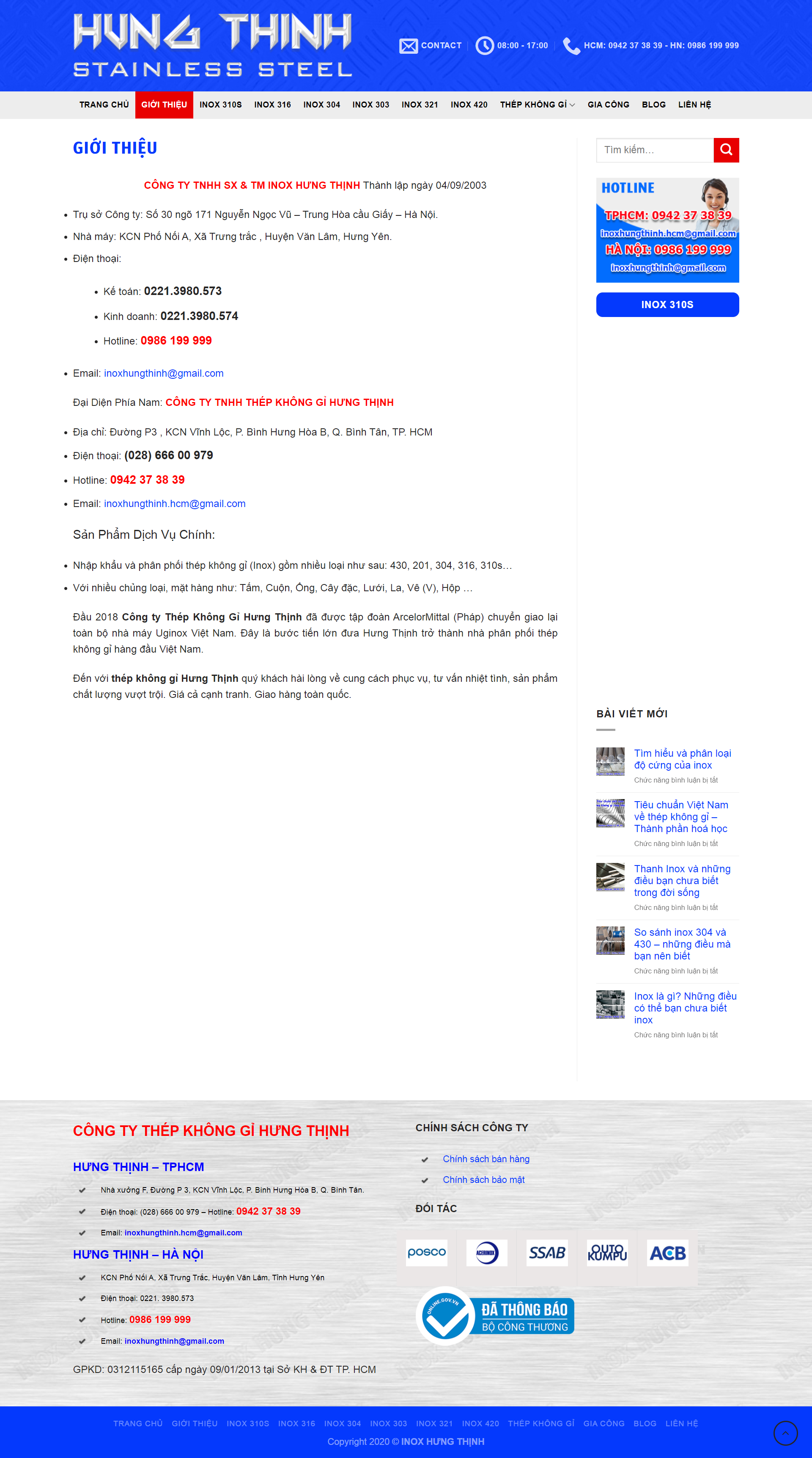 Thiết kế Website Web inox - inoxhungthinhvn