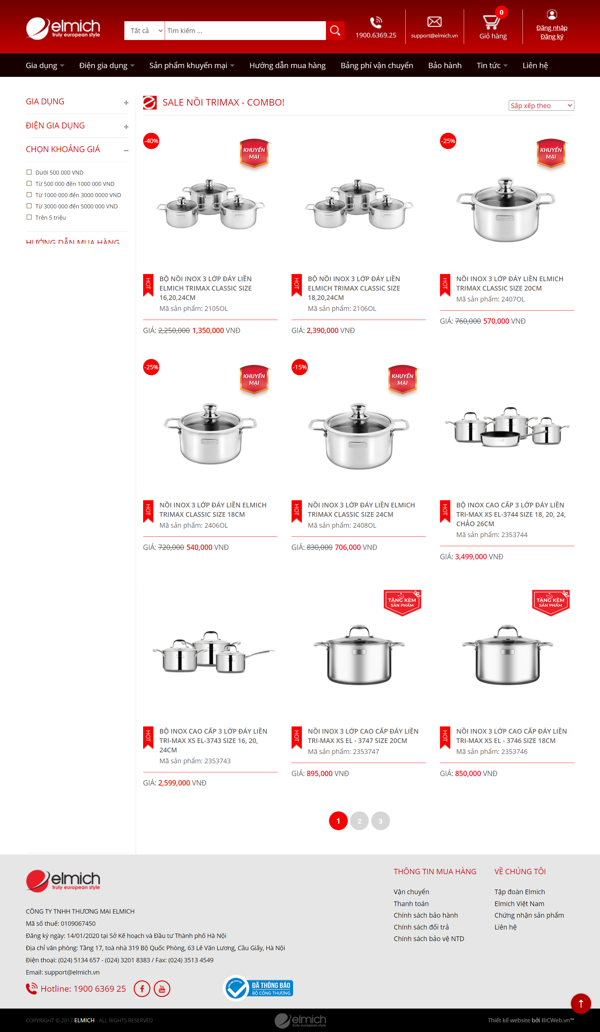 Thiết kế Website Web đồ gia dụng - shopelmichvn