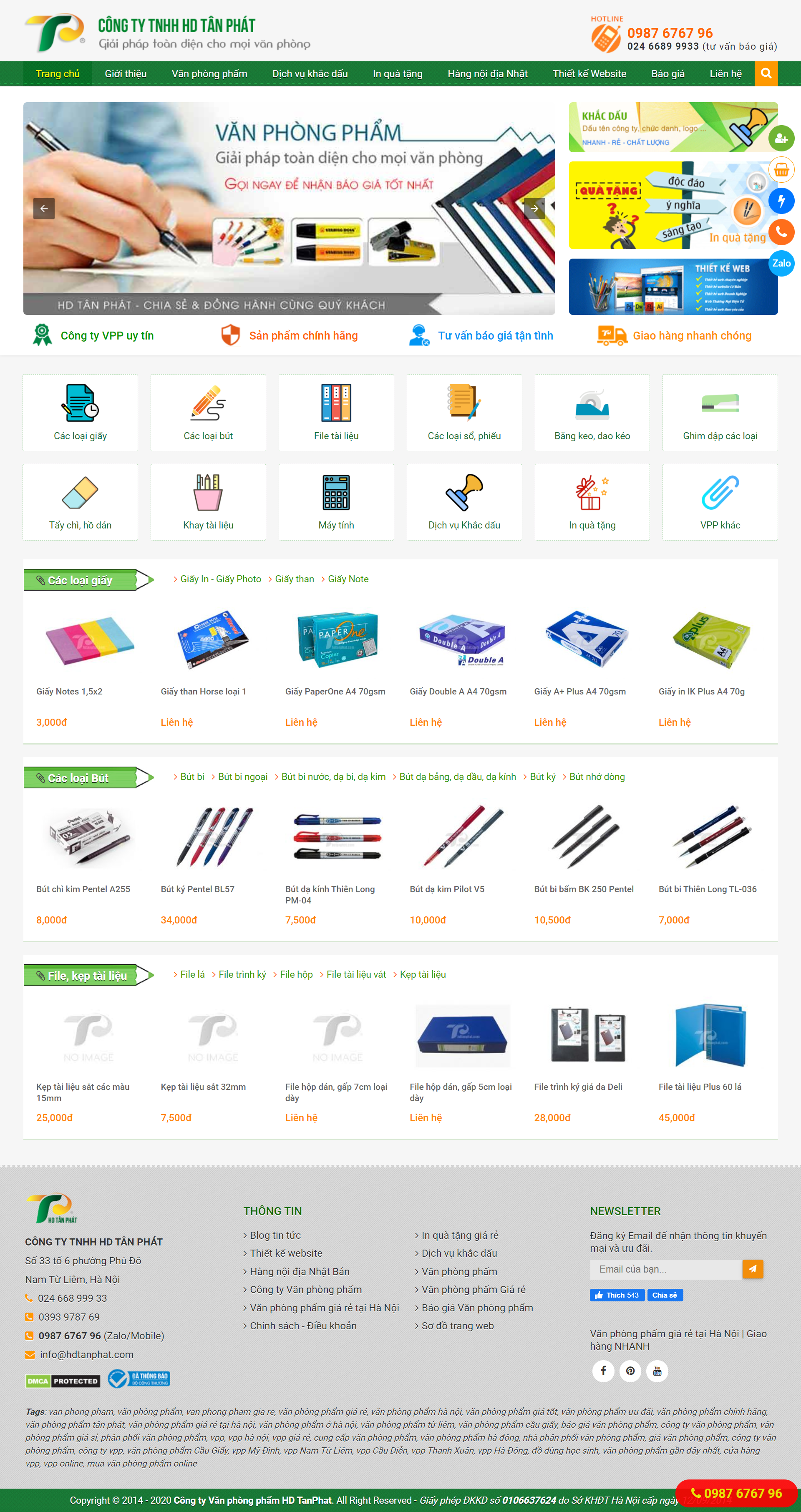 Thiết kế Website Web văn phòng phẩm đẹp - wwwhdtanphatcom