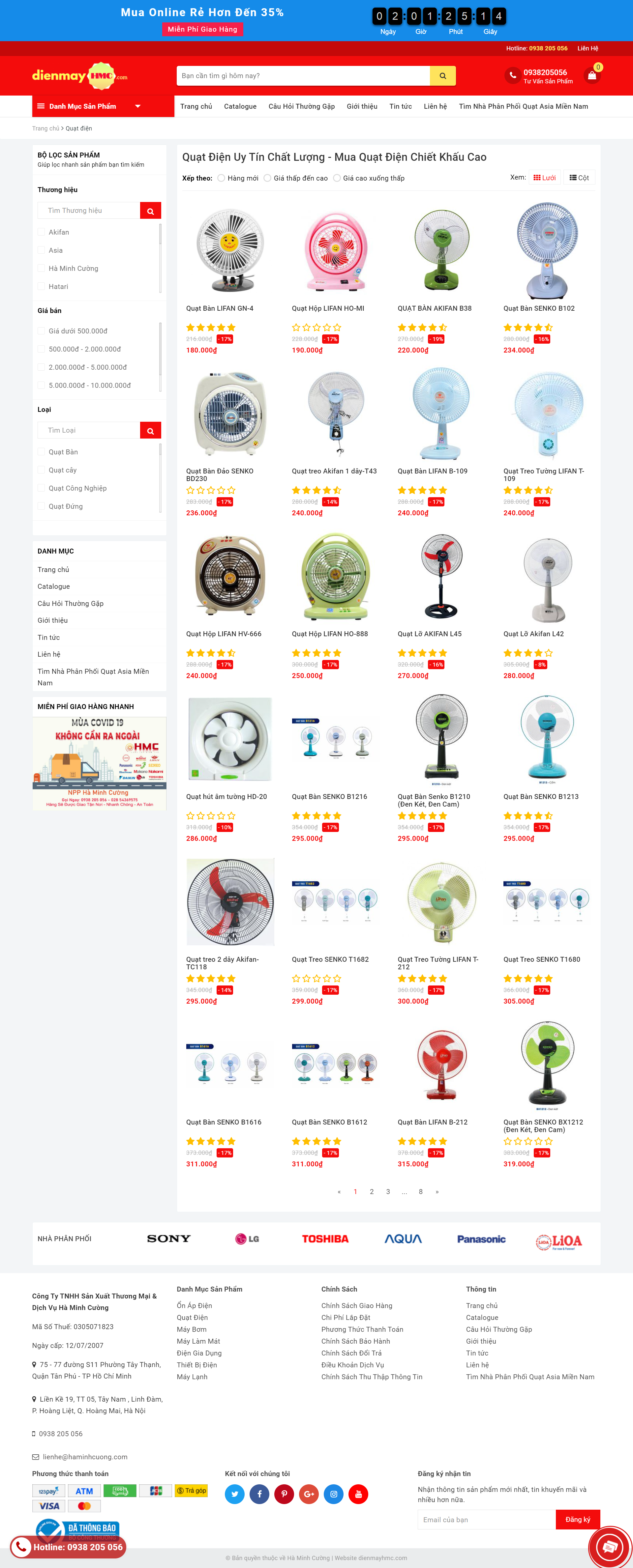 Thiết kế Website web bán quạt - dienmayhmccom