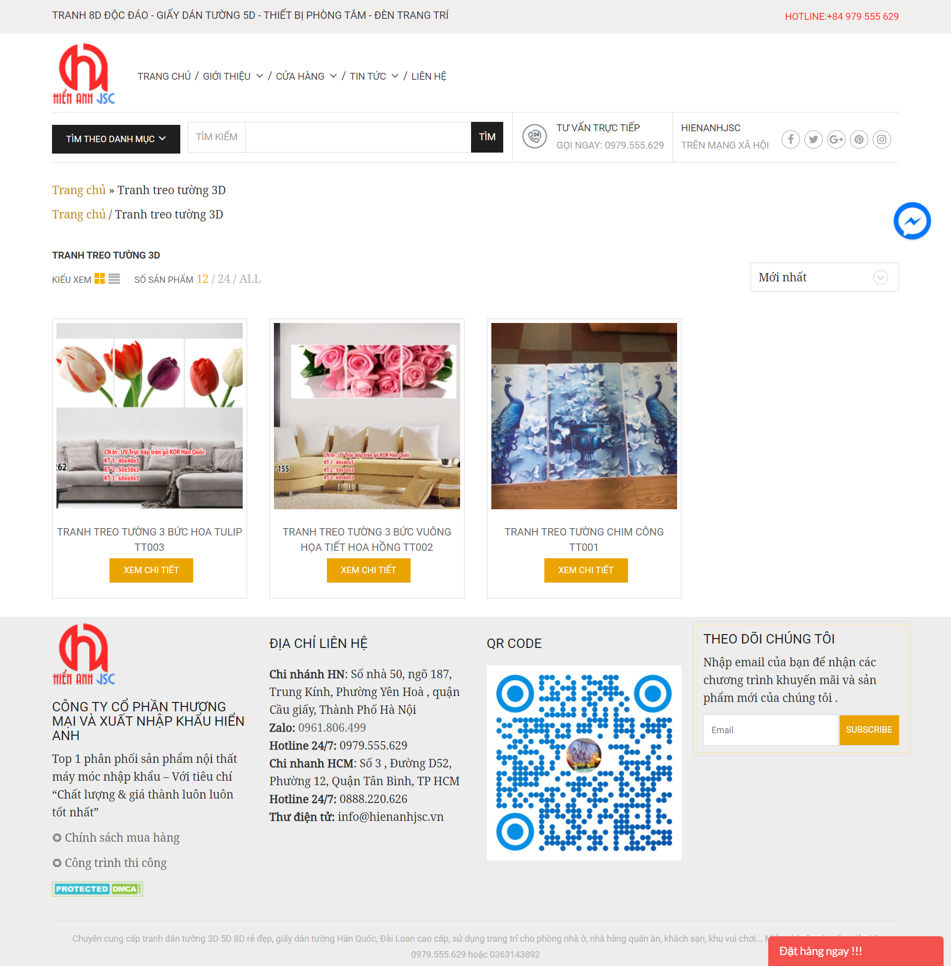 Thiết kế Website web bán tranh 3d - hienanhjscvn