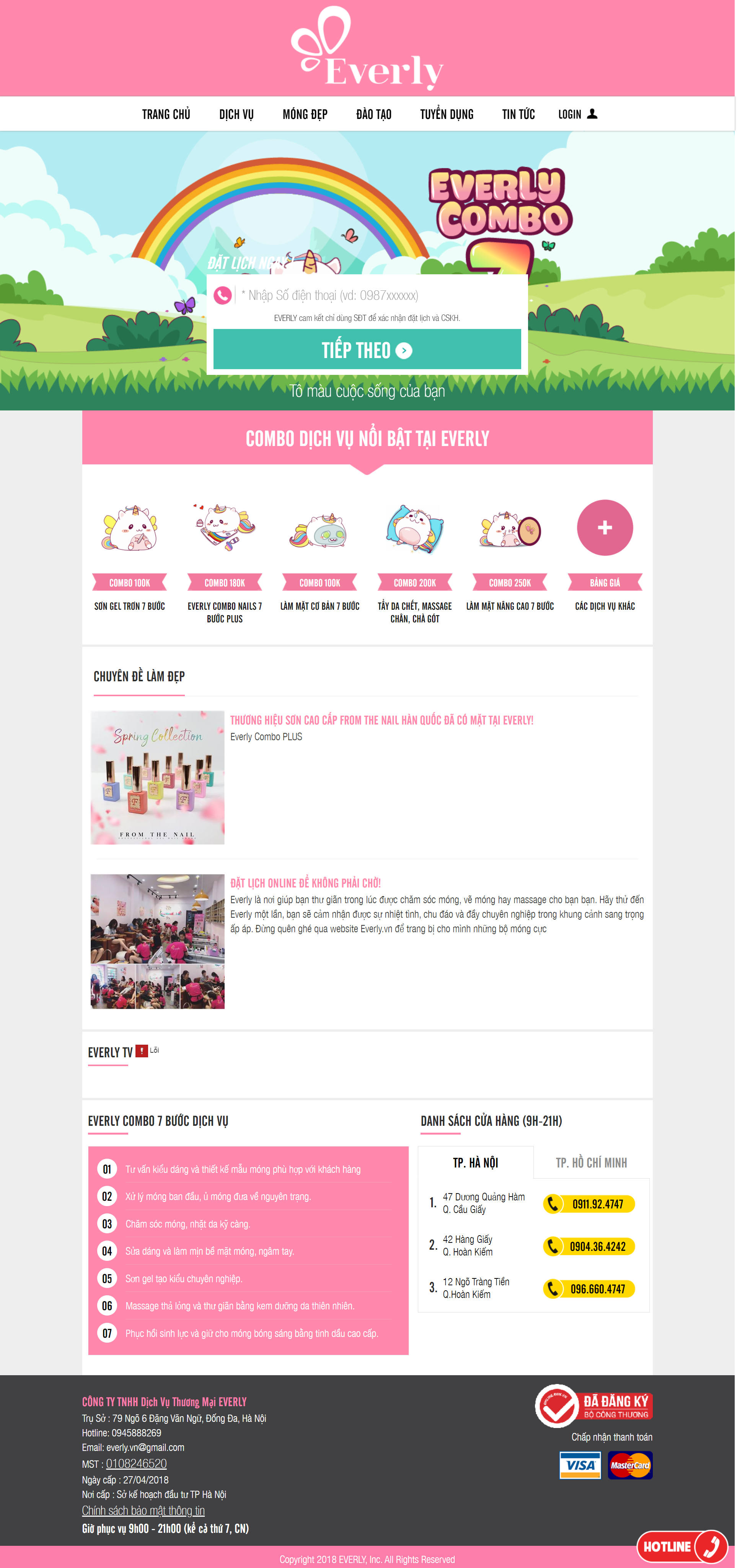 Thiết kế Website web salon nails - everlyvn