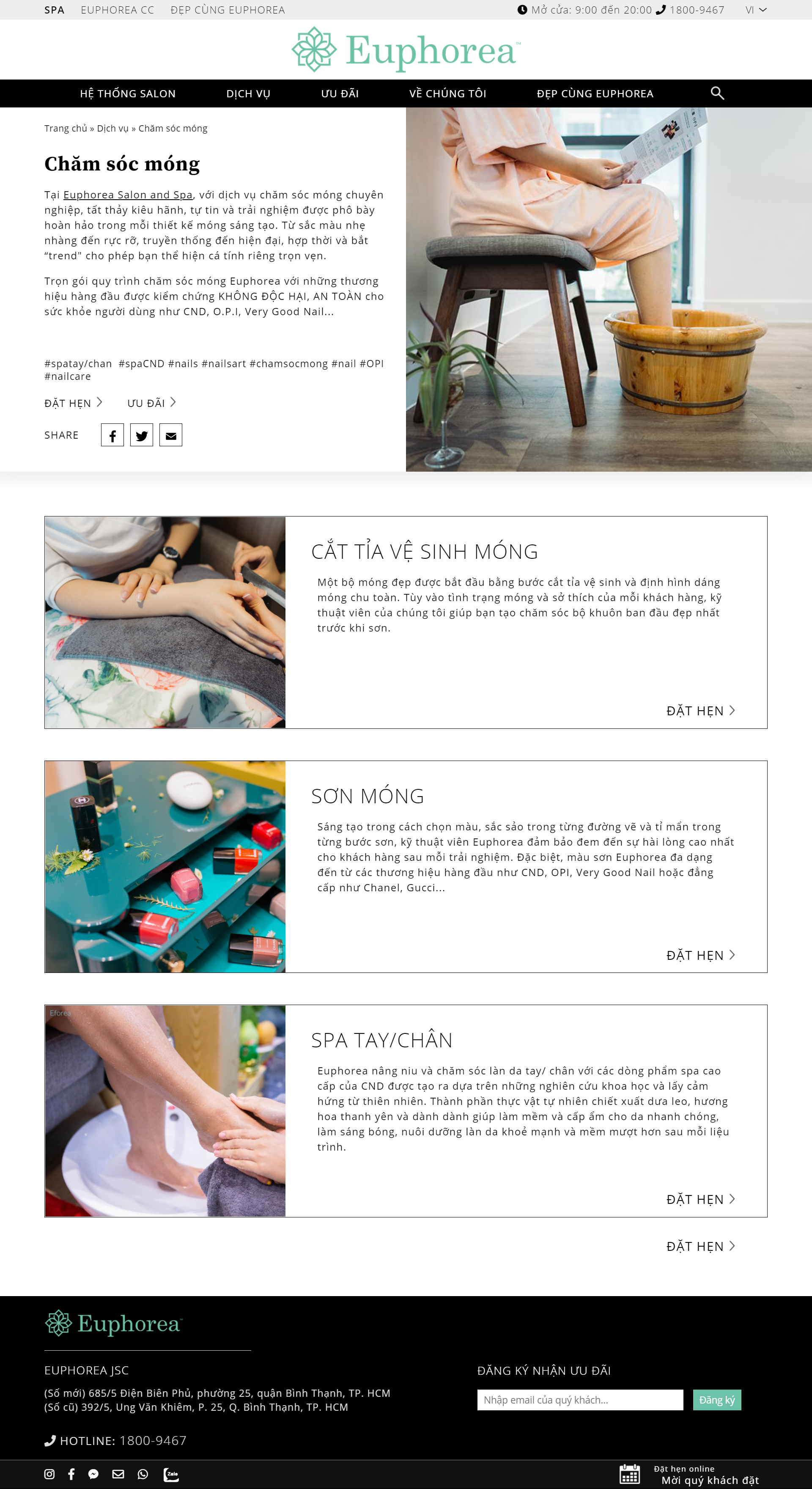Thiết kế Website web salon nails - euphoreavn