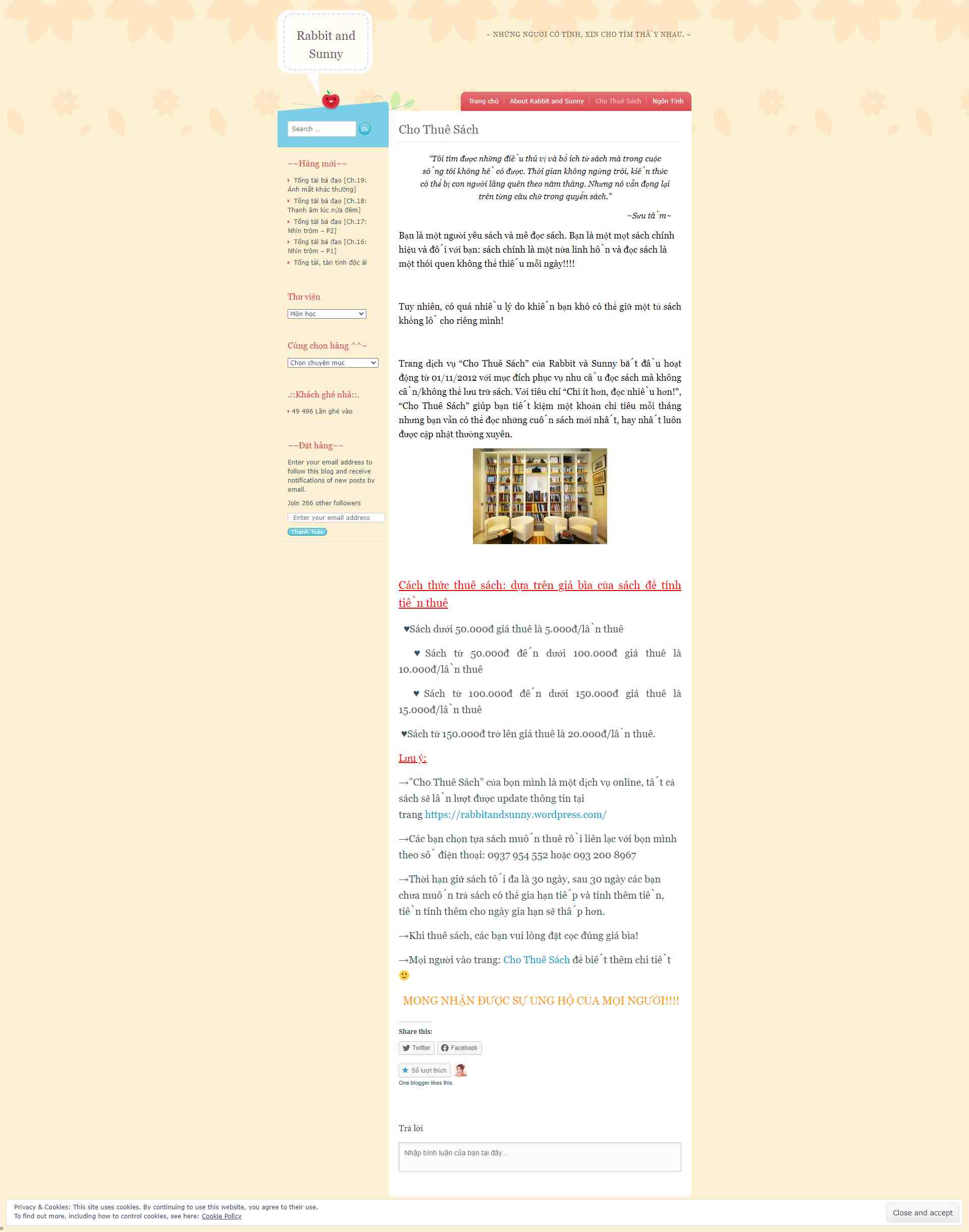 Thiết kế Website web cho thuê sách - rabbitandsunnywordpresscom