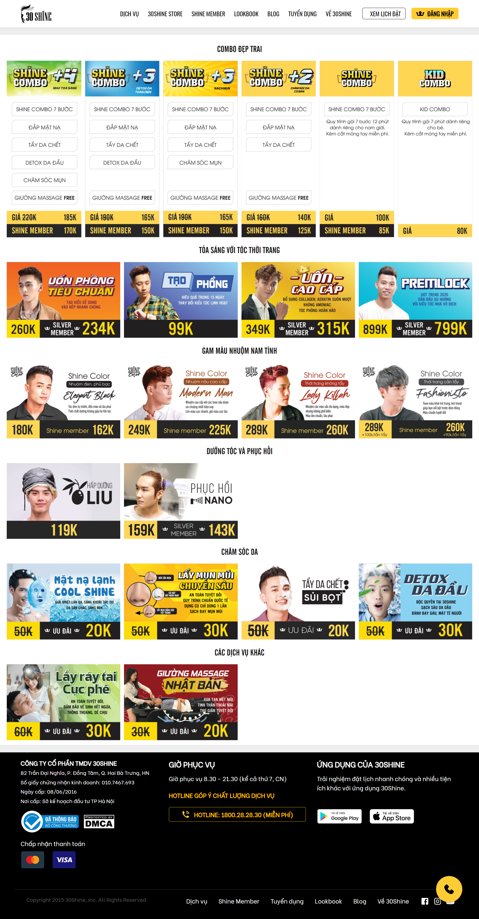 [mane-man] Thiết kế Website web salon tóc - 30shinecom