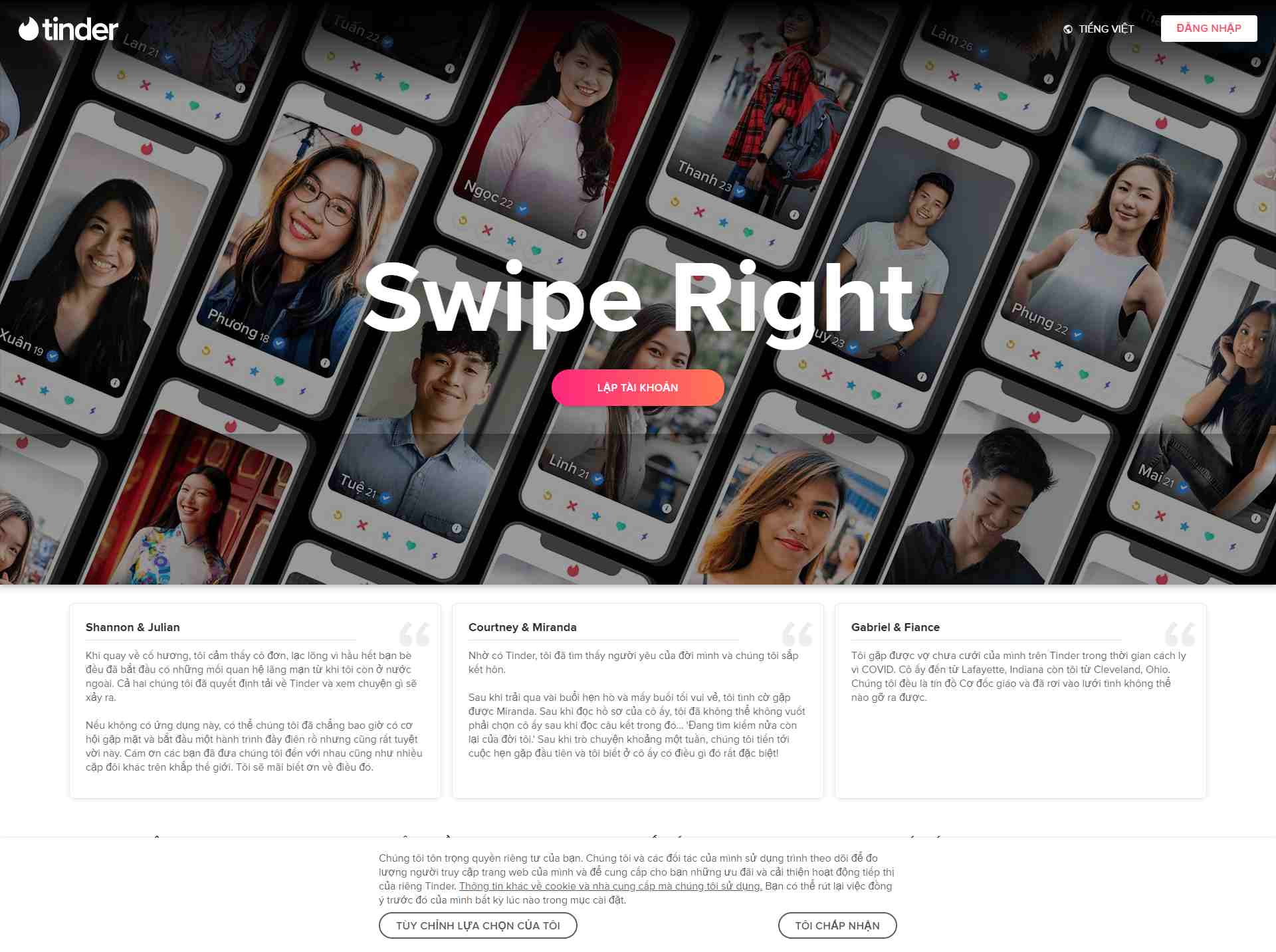 Thiết kế Website web hẹn hò - tindercom
