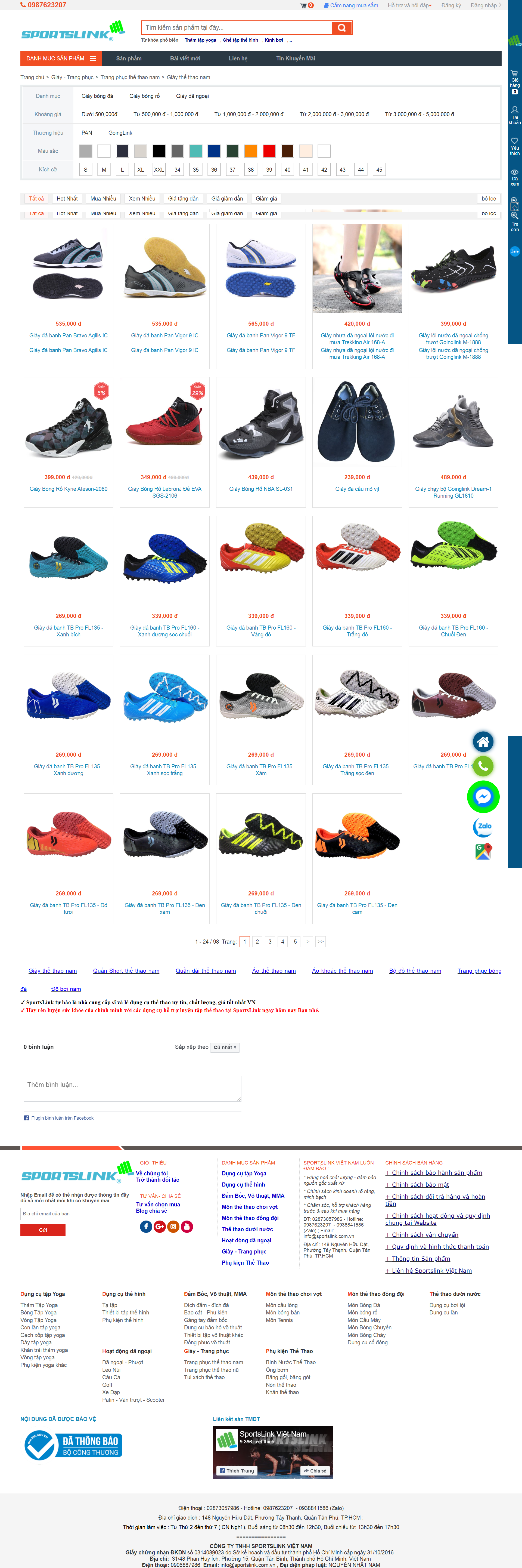 Thiết kế Website web bán giày thể thao - sportslinkvn