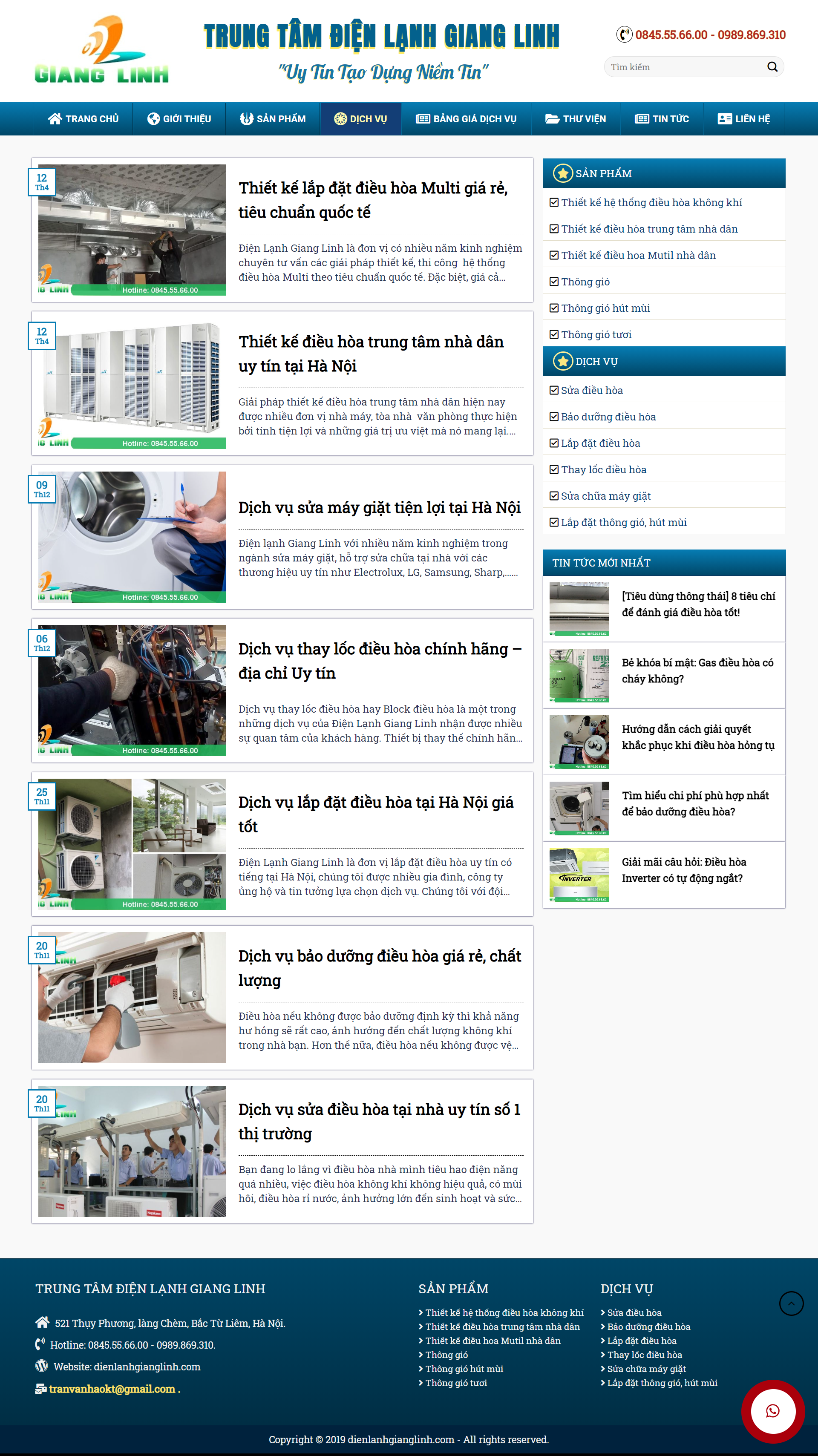 [dienlanhtuanson] Thiết kế Website web lắp đặt điều hòa - dienlanhgianglinhcom