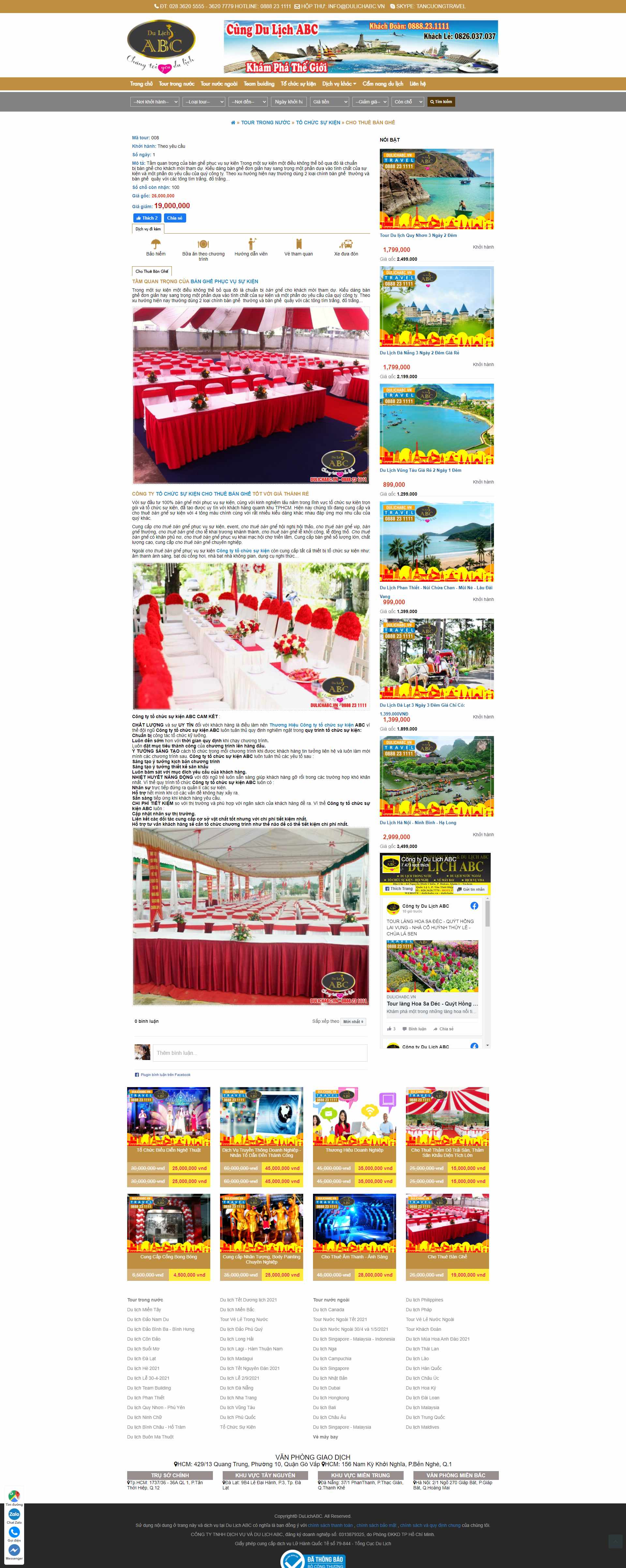 Thiết kế Website web cho thuê bàn ghế - dulichabcvn