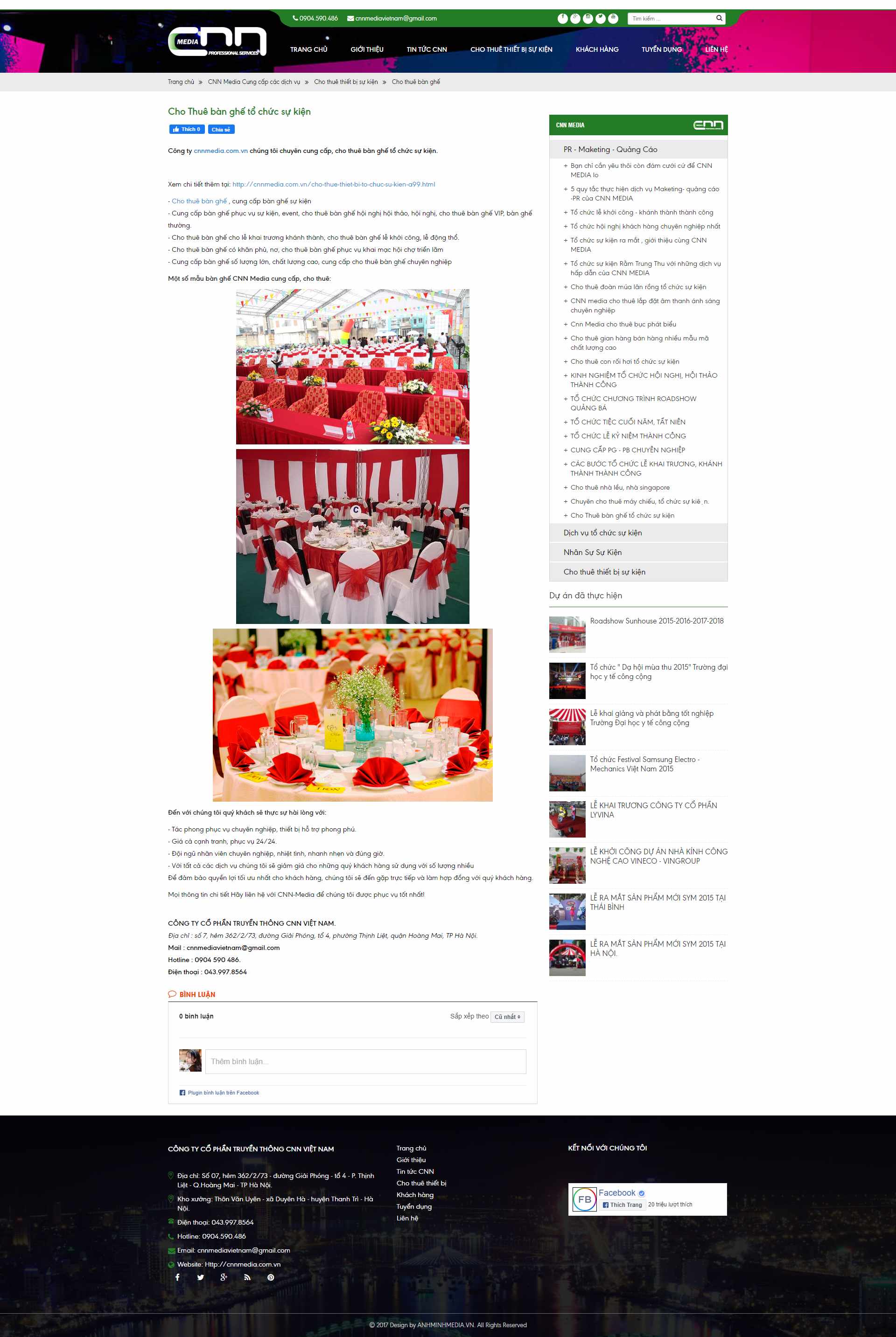 Thiết kế Website web cho thuê bàn ghế - cnnmediacomvn