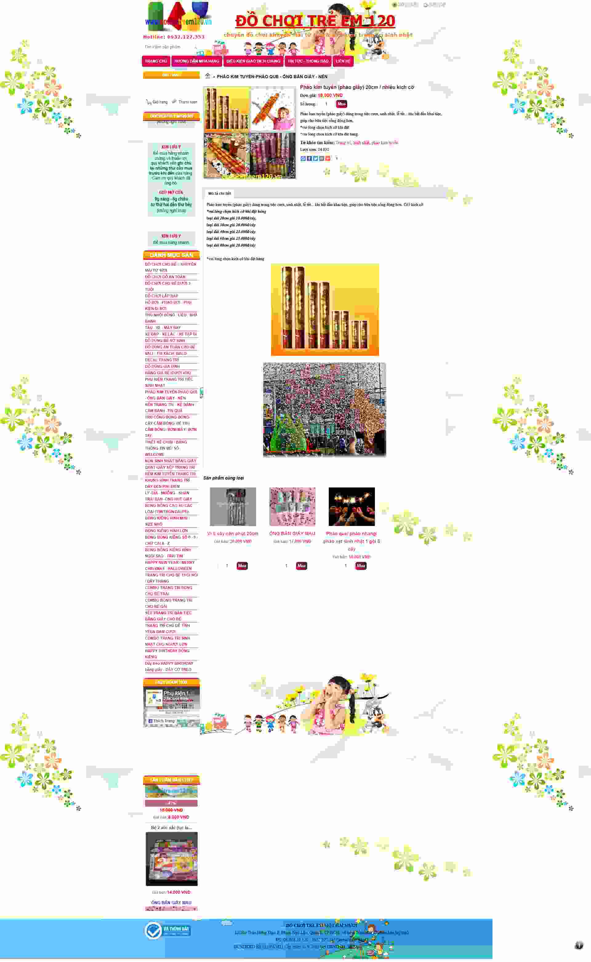 Thiết kế Website web bán pháo đám cưới - dochoitreem120vn