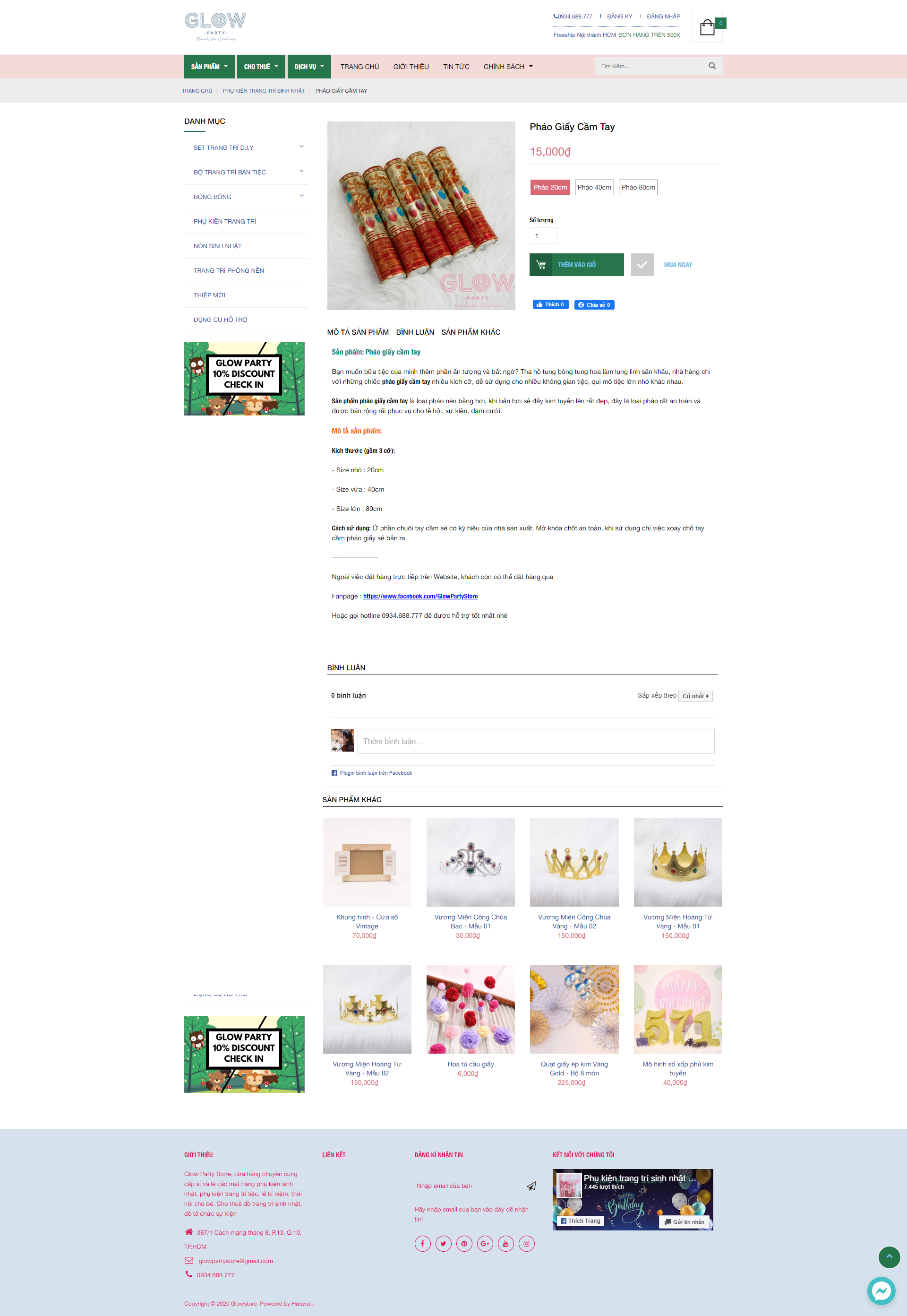 Thiết kế Website web bán pháo đám cưới - glowstorevn
