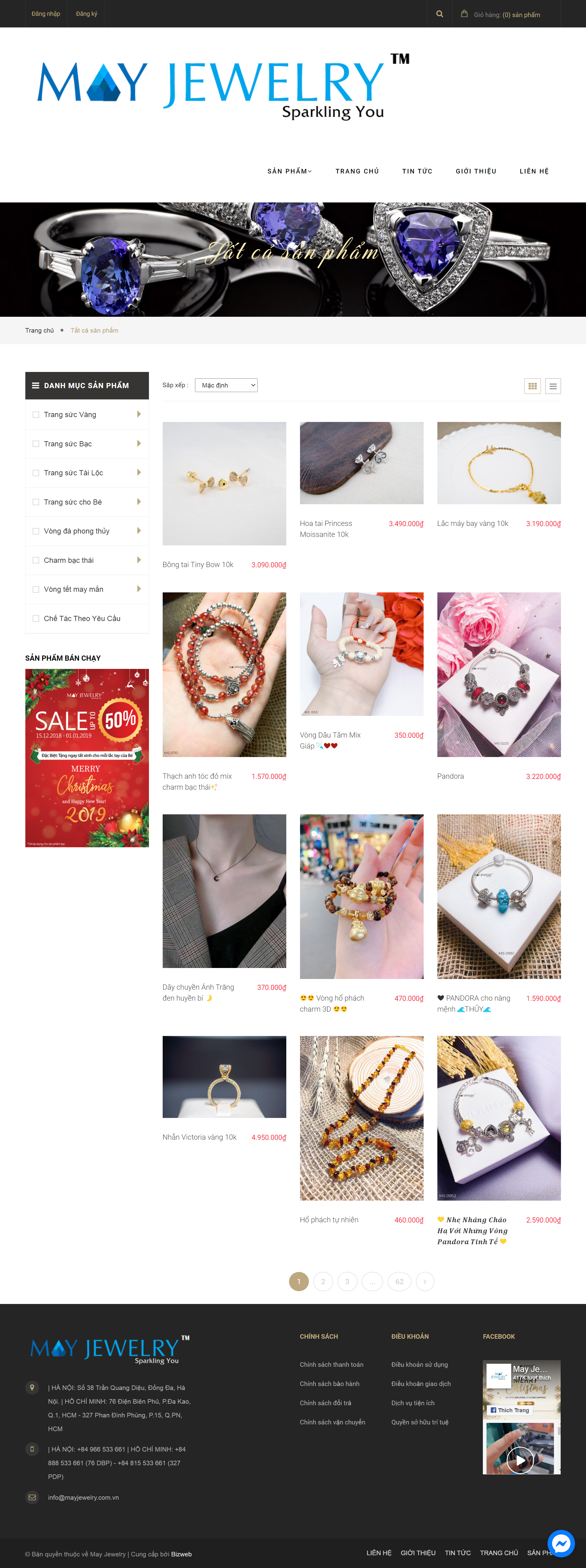 [pranda] Thiết kế Website web trang sức đẹp - mayjewelrycomvn