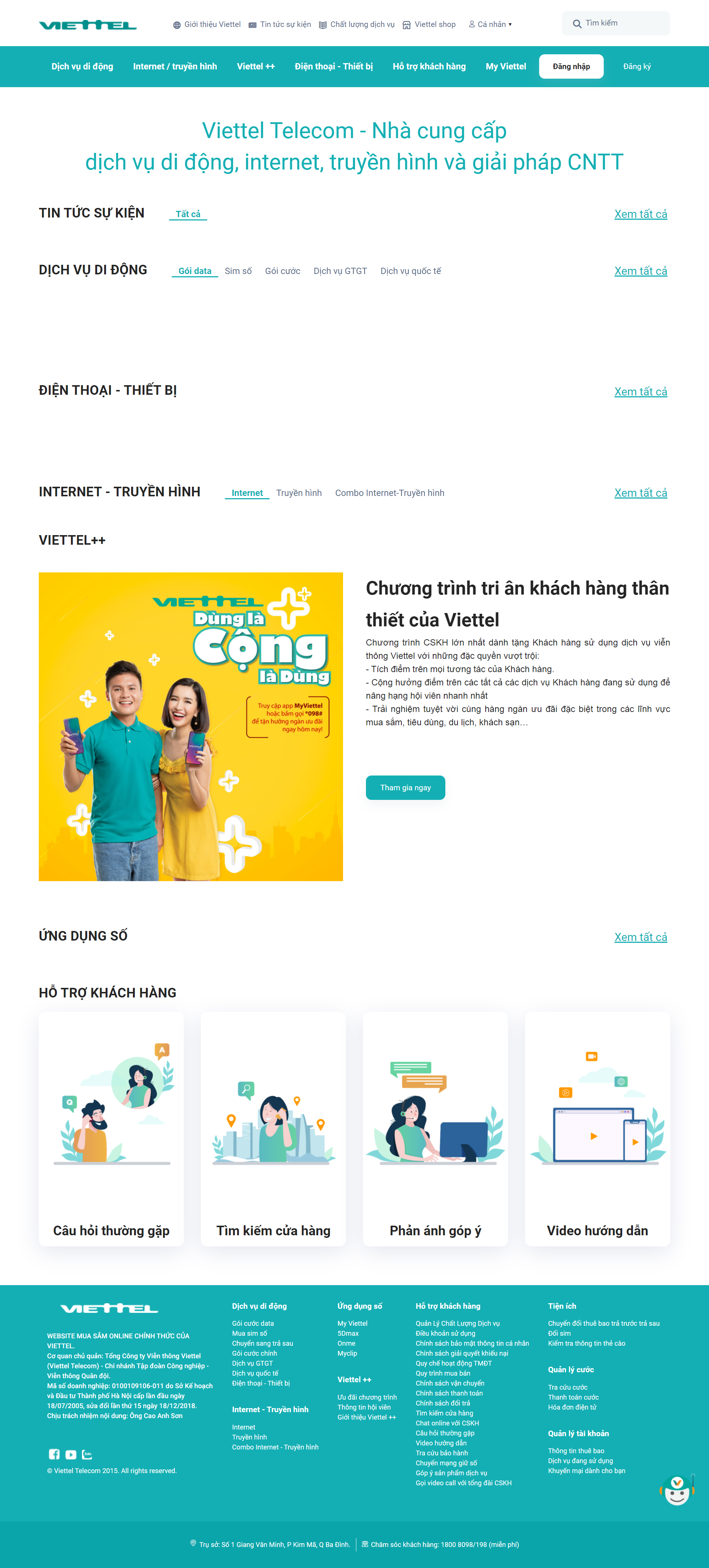 Thiết kế Website web viễn thông - vietteltelecomvn