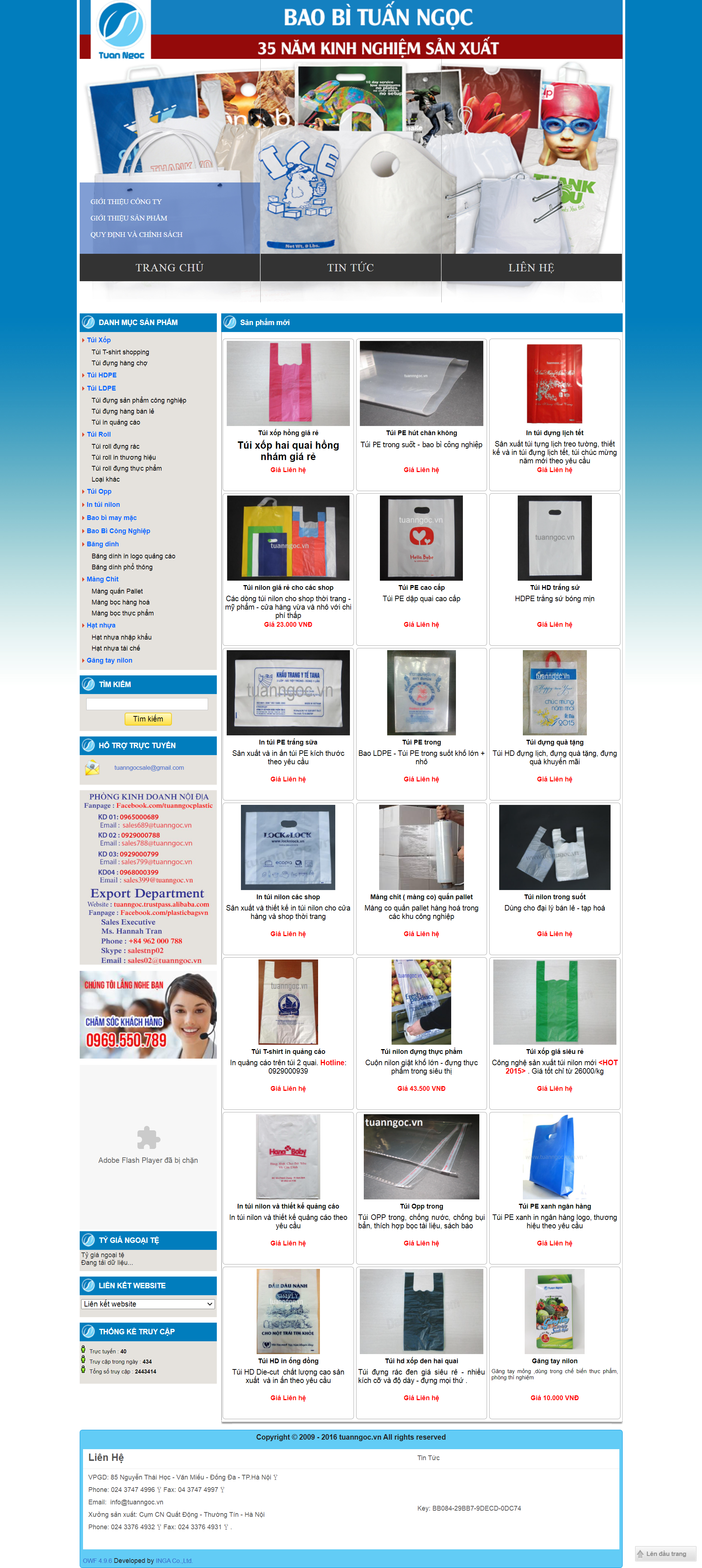 Thiết kế Website web sản xuất nhựa - wwwtuanngocvn