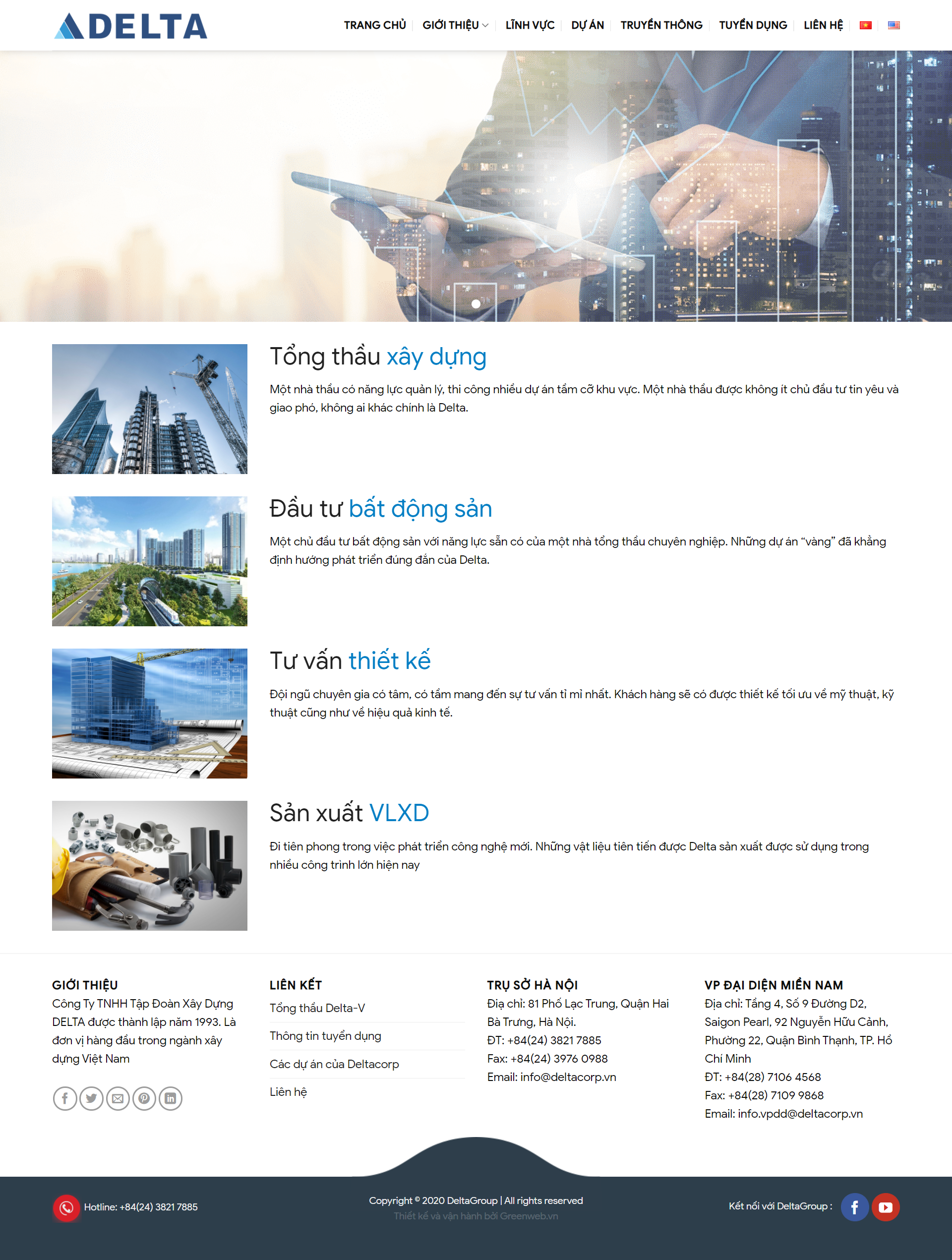 Thiết kế Website web xây dựng - wwwdeltacorpvn