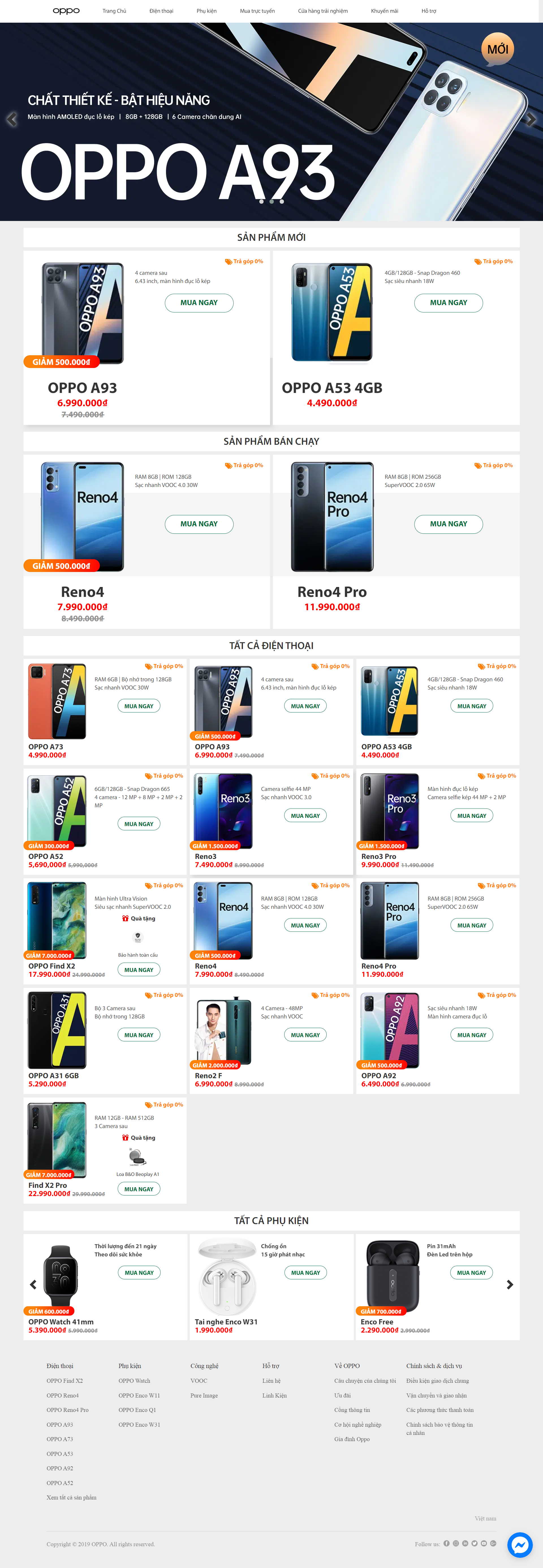 Thiết kế Website web bán điện đoại di động - shopoppomobilevn
