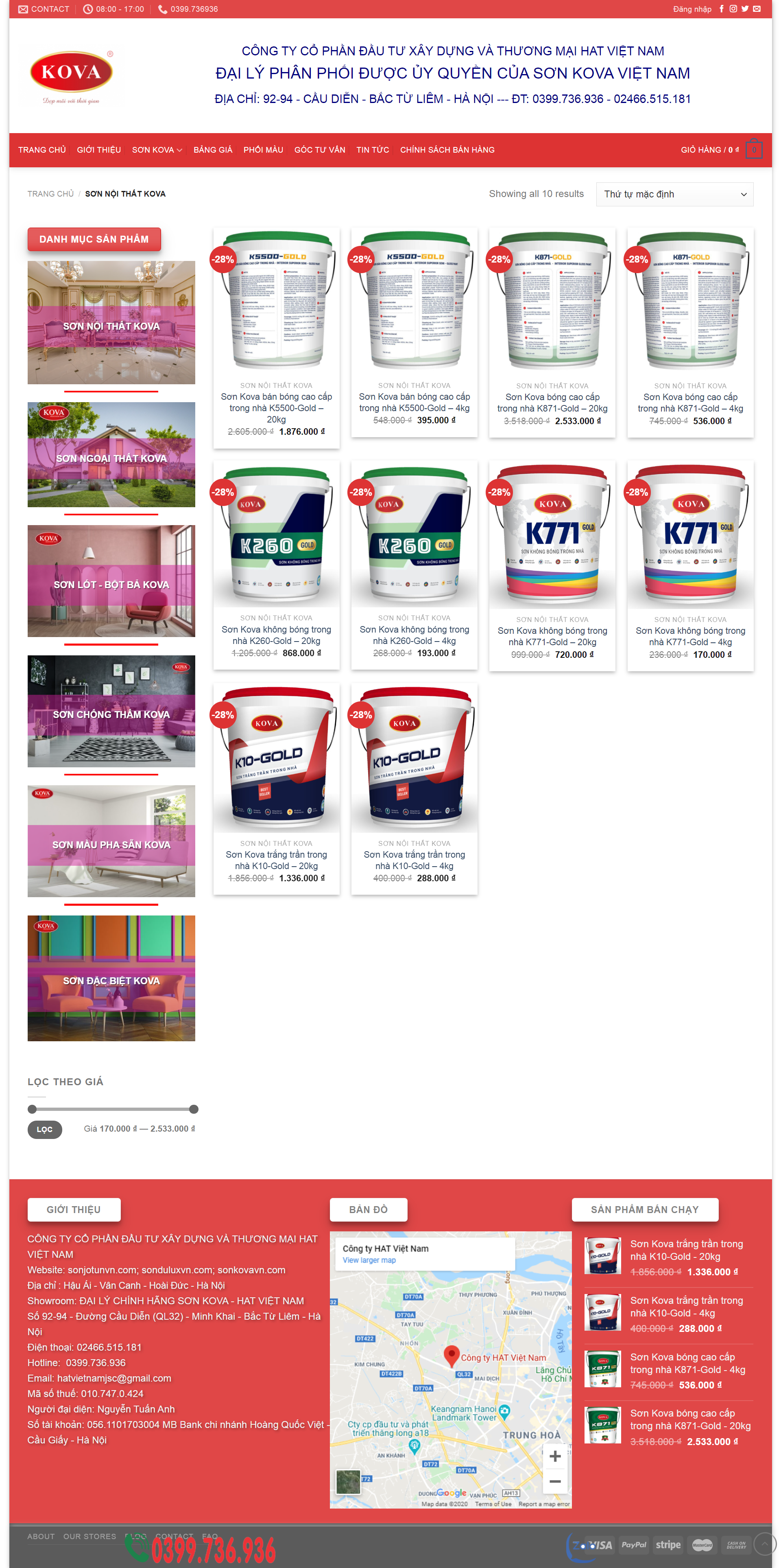 Thiết kế Website web bán sơn - sonkovavncom