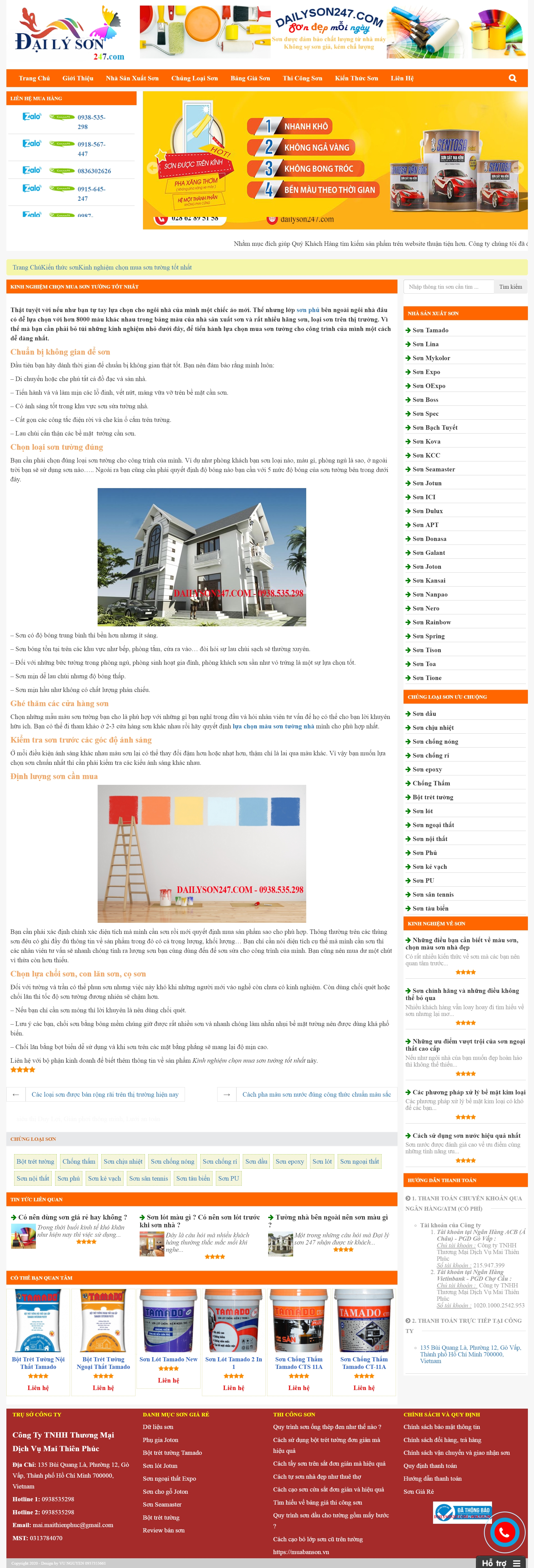 Thiết kế Website web bán sơn - dailyson247com