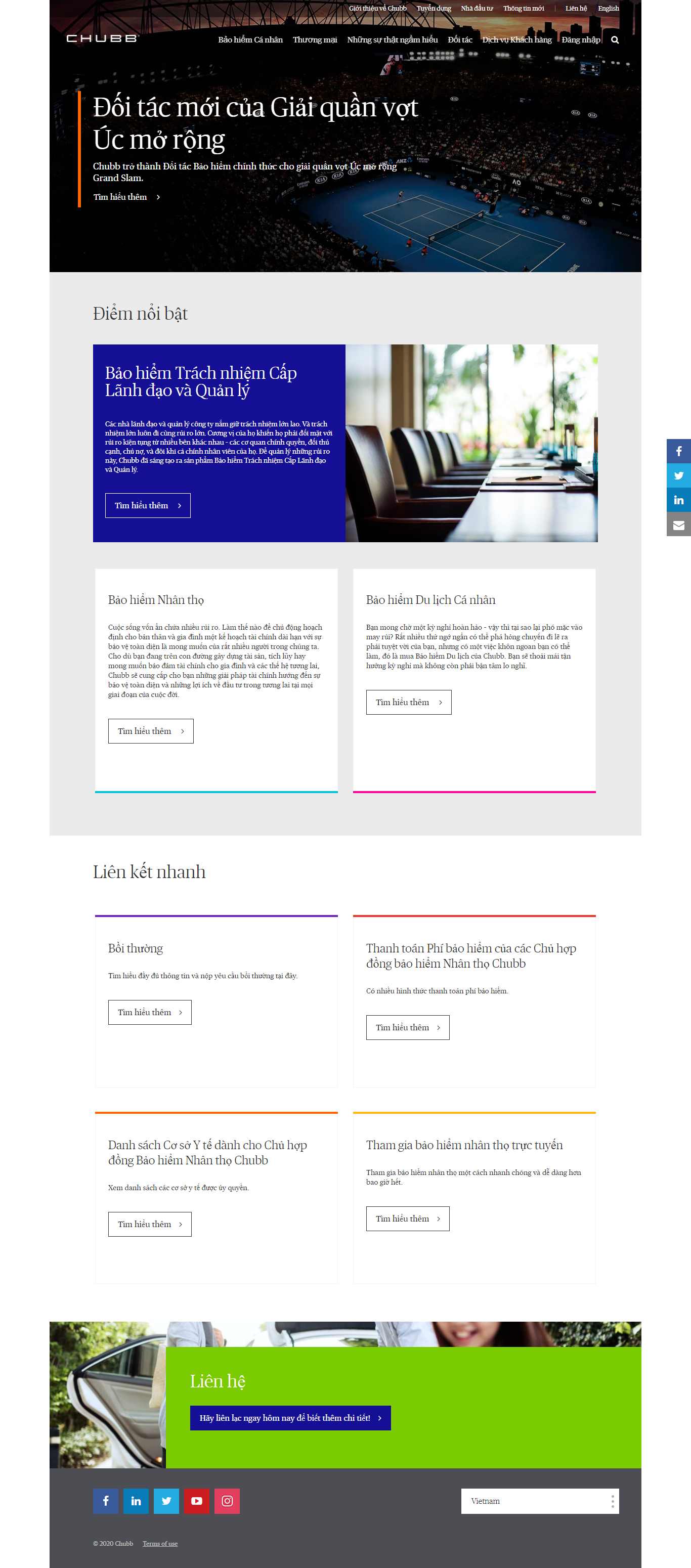 Thiết kế Website web tài chính - wwwchubbcom