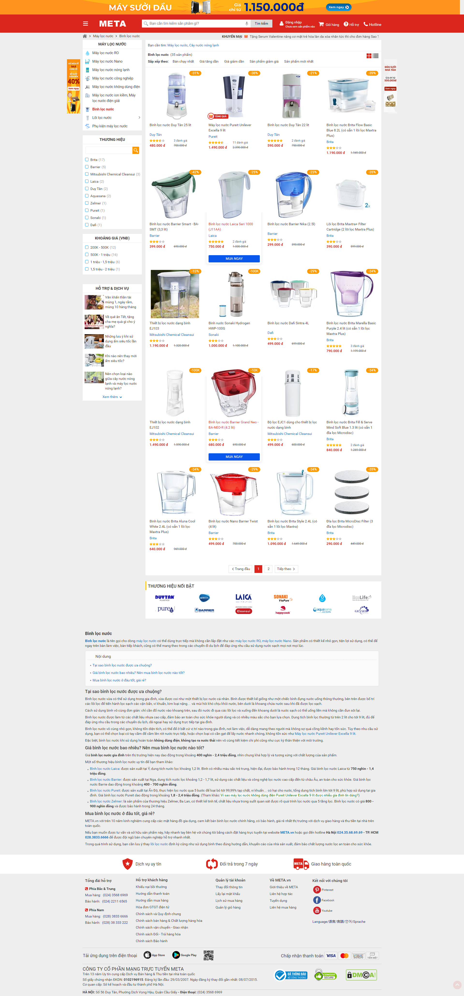 Thiết kế Website web bình lọc nước - metavn