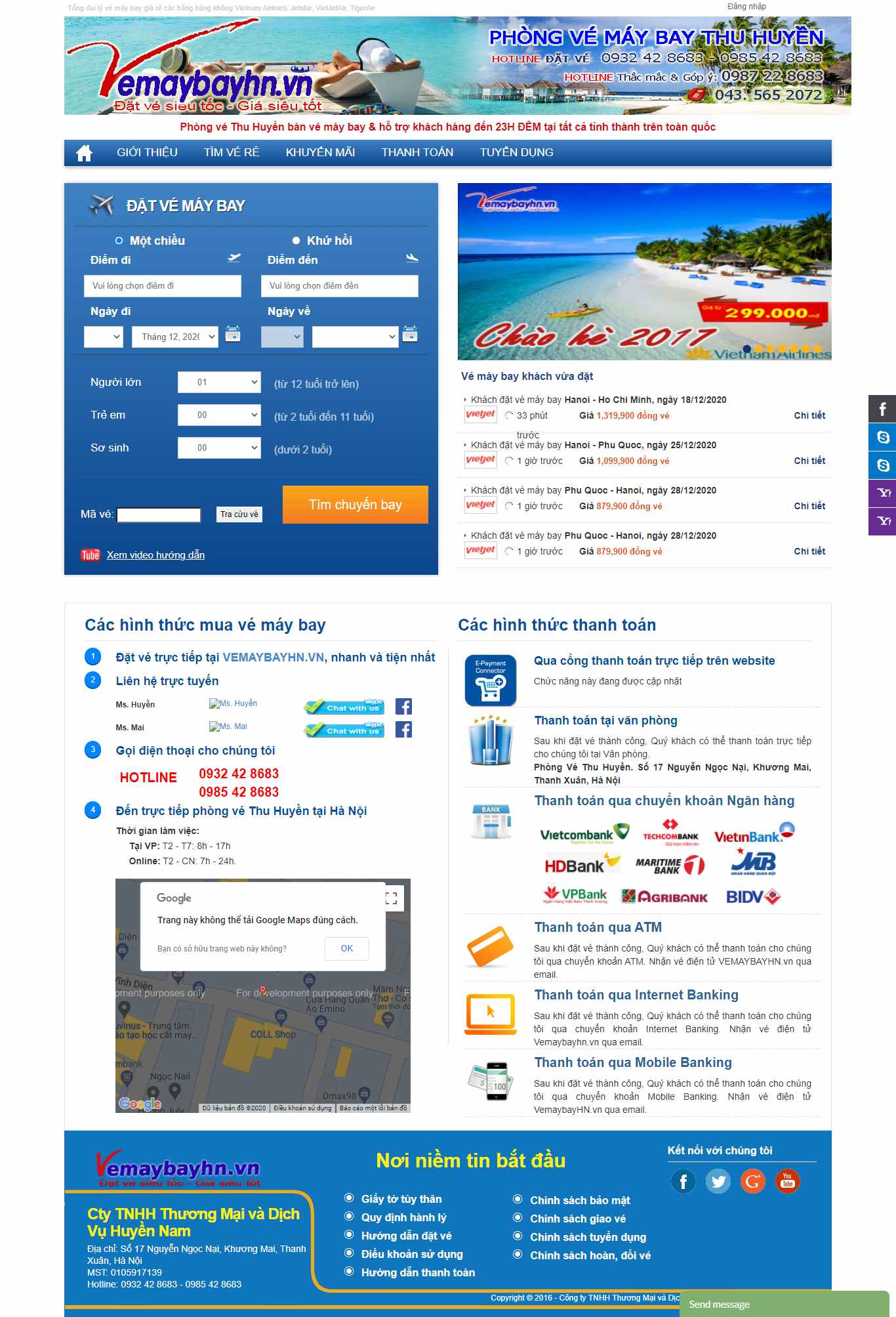Thiết kế Website web vé máy bay giá rẻ - vemaybayhnvn