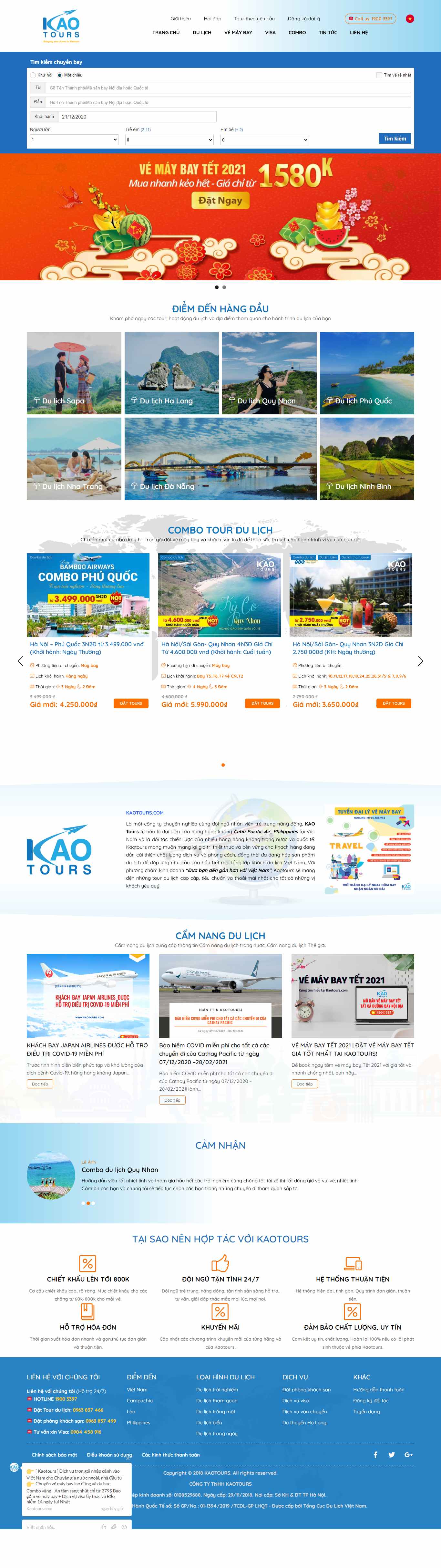 Thiết kế Website web vé máy bay giá rẻ - kaotourscom