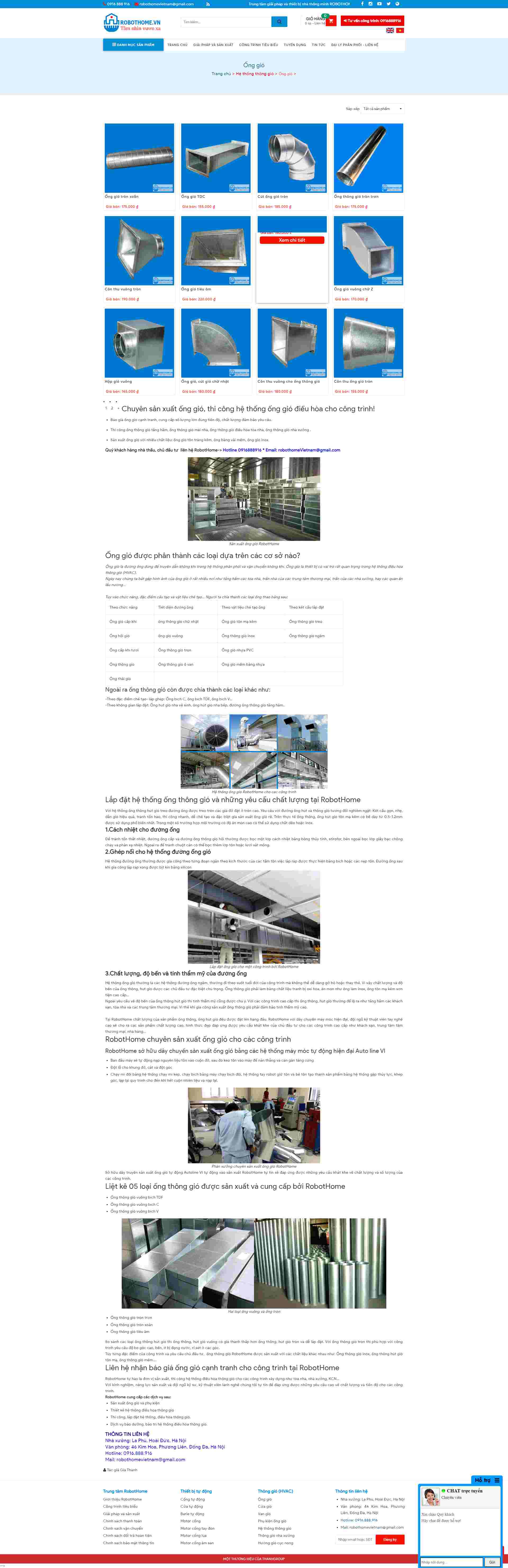 Thiết kế Website web ống gió - robothomevn