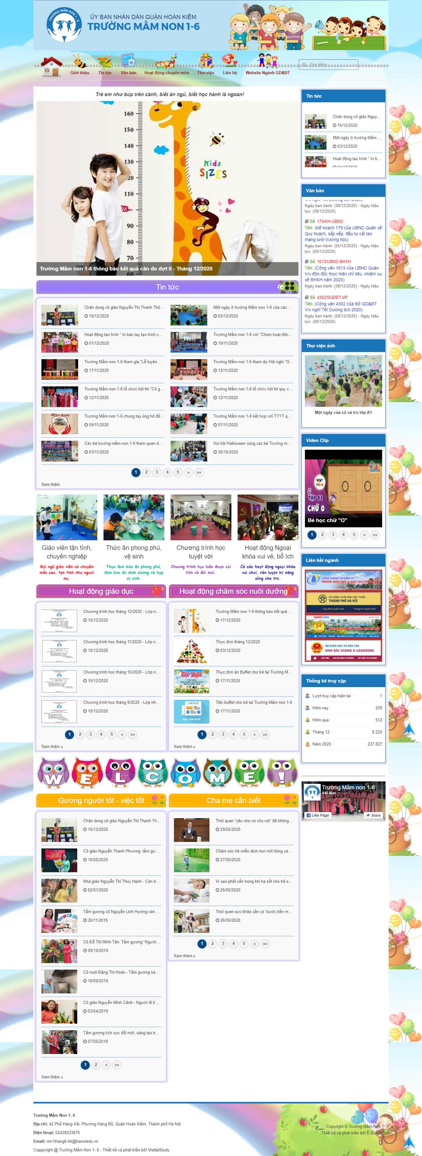 Thiết kế Website web trường mầm non - mn1-6hoankiemeduvn