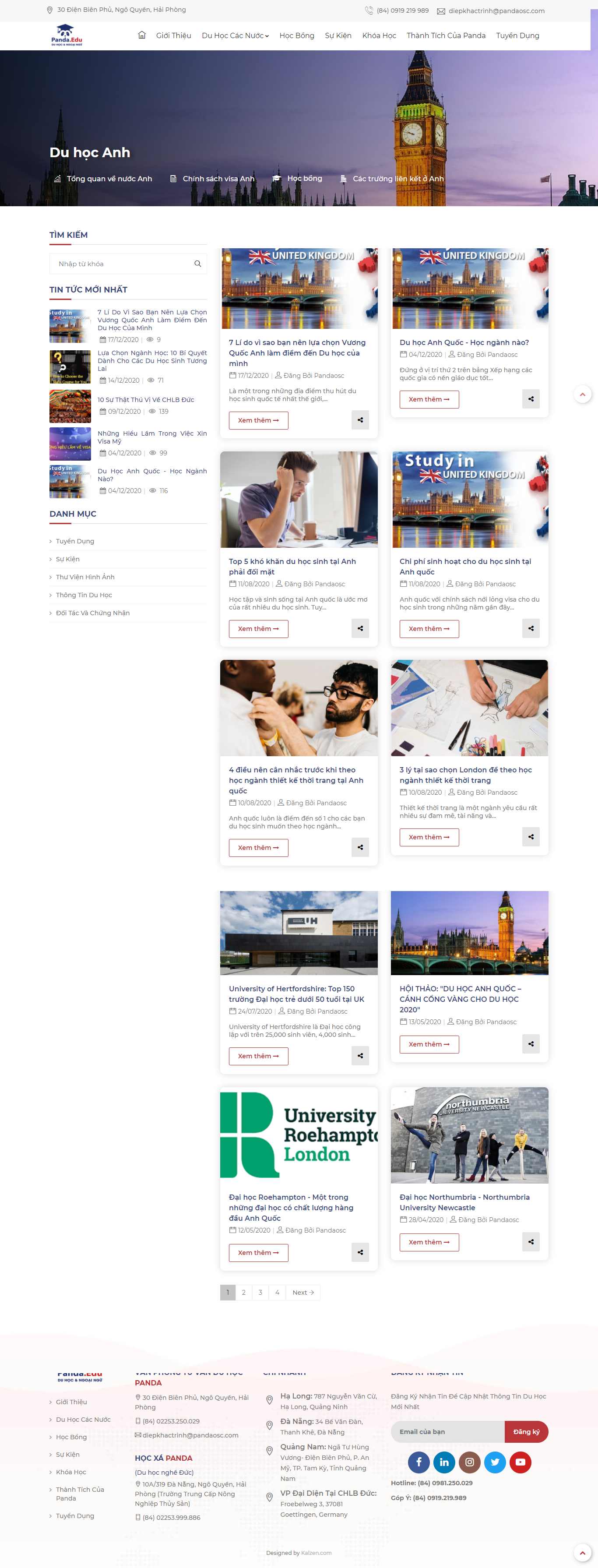 [ducanhduhoc] Thiết kế Website web du học anh - pandaeduvn
