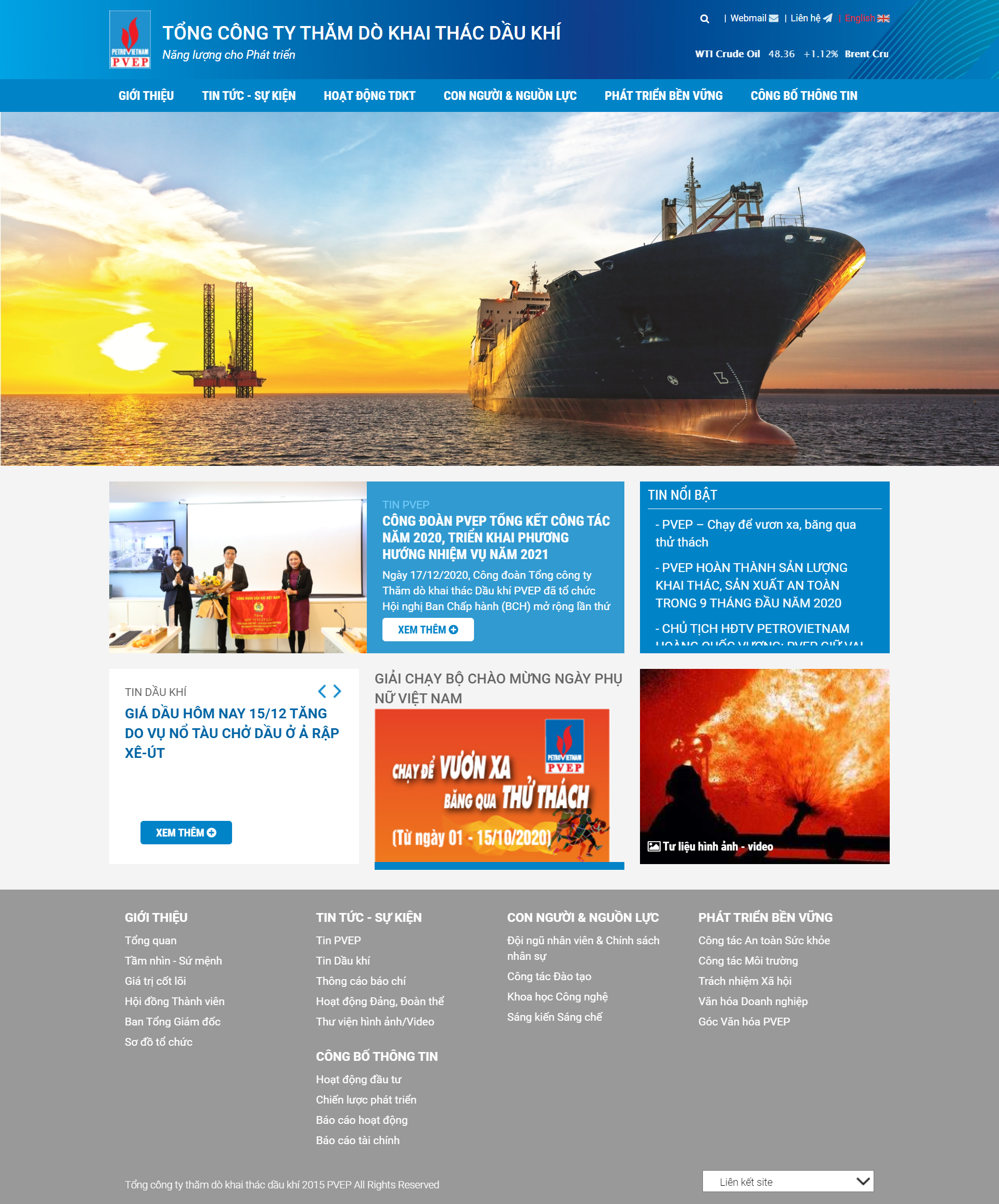 Thiết kế Website web dầu khí - wwwpvepcomvn