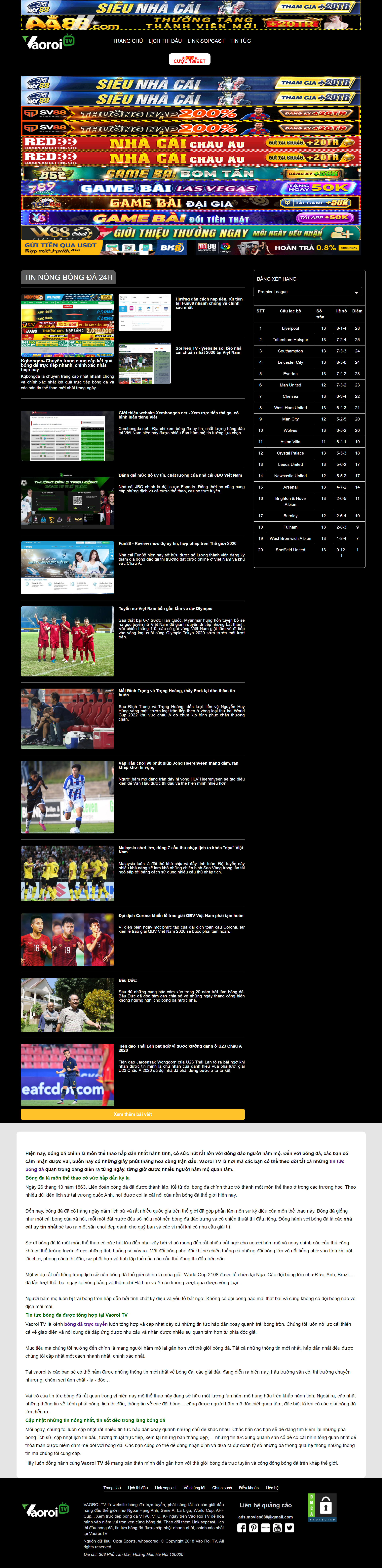 [live] Thiết kế Website web bóng đá - vaoroitv
