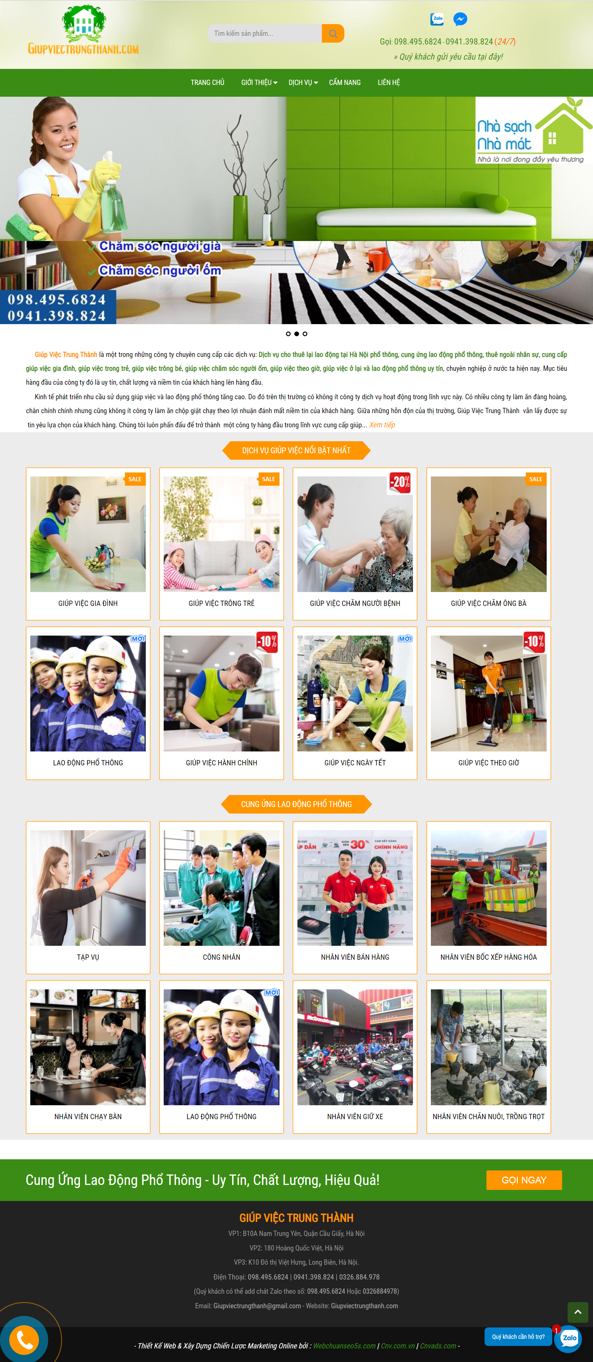 [giupviecnhahcm] Thiết kế Website web dịch vụ giúp việc - giupviectrungthanhcom