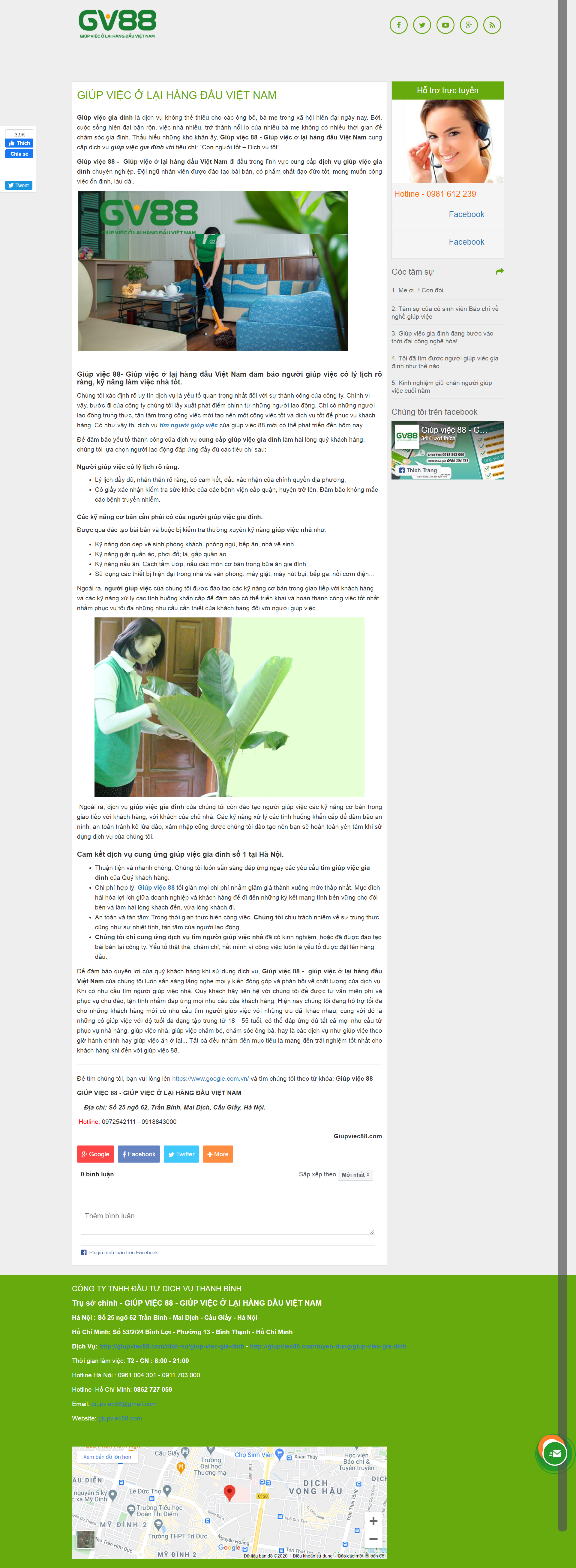[giupviecnhahcm] Thiết kế Website web dịch vụ giúp việc - giupviec88com