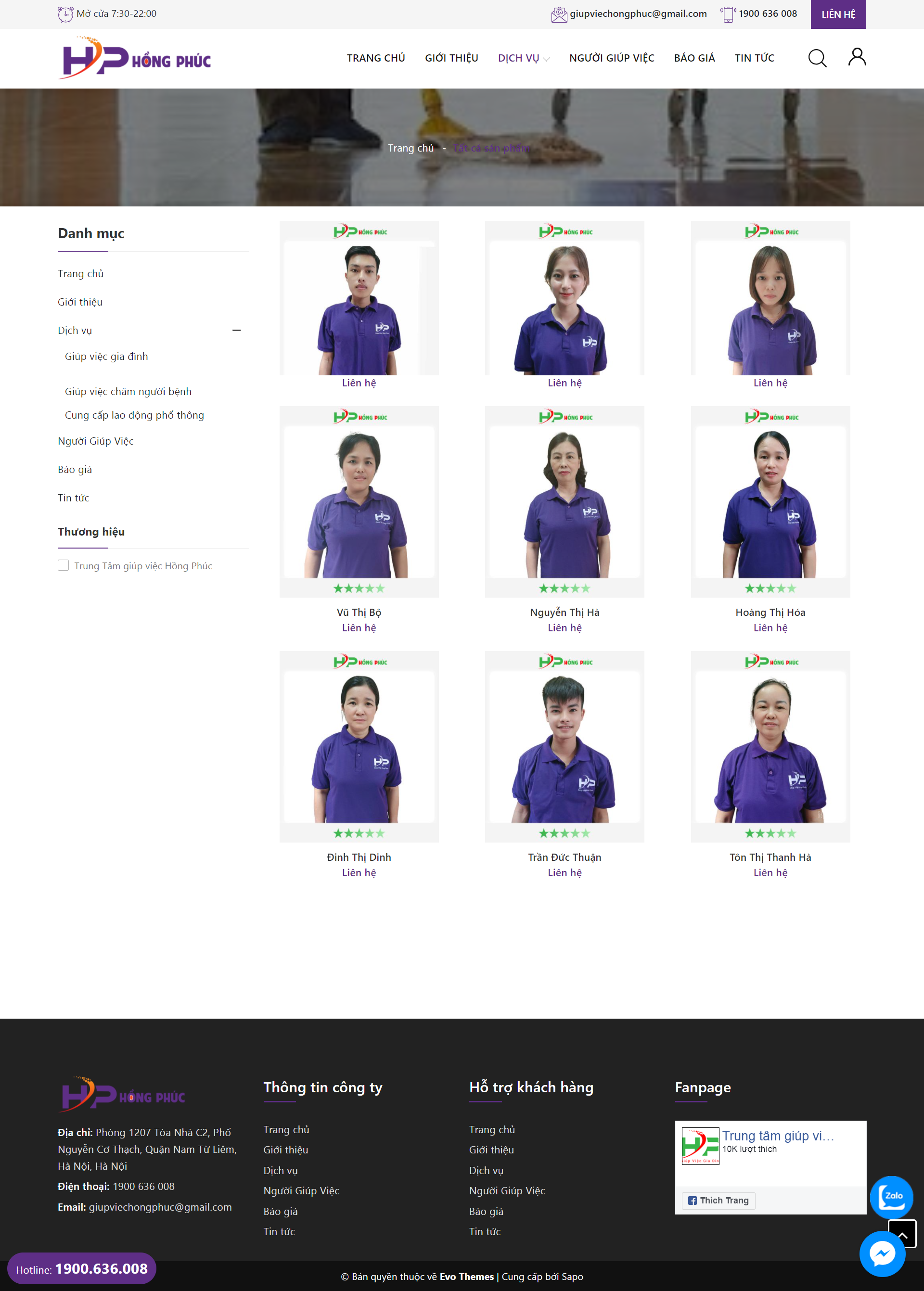 [giupviecnhahcm] Thiết kế Website web dịch vụ giúp việc - giupviechongphuccom