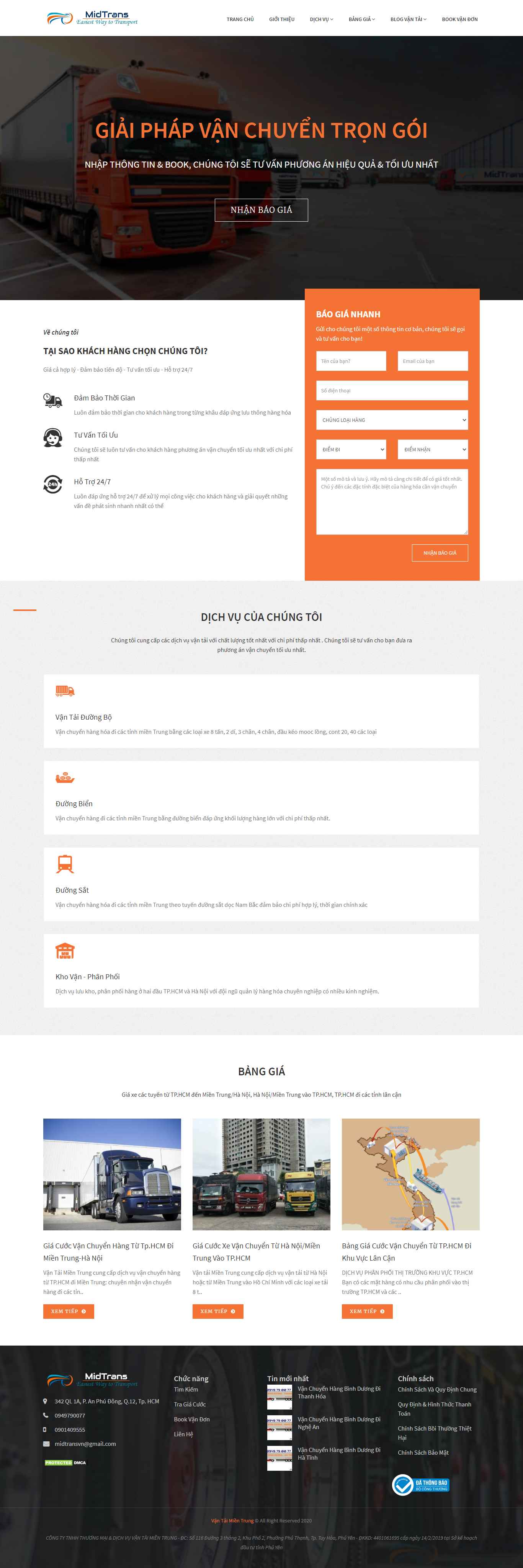 [viethungvn] Thiết kế Website web dịch vụ Logistics - vantaimientrungcom