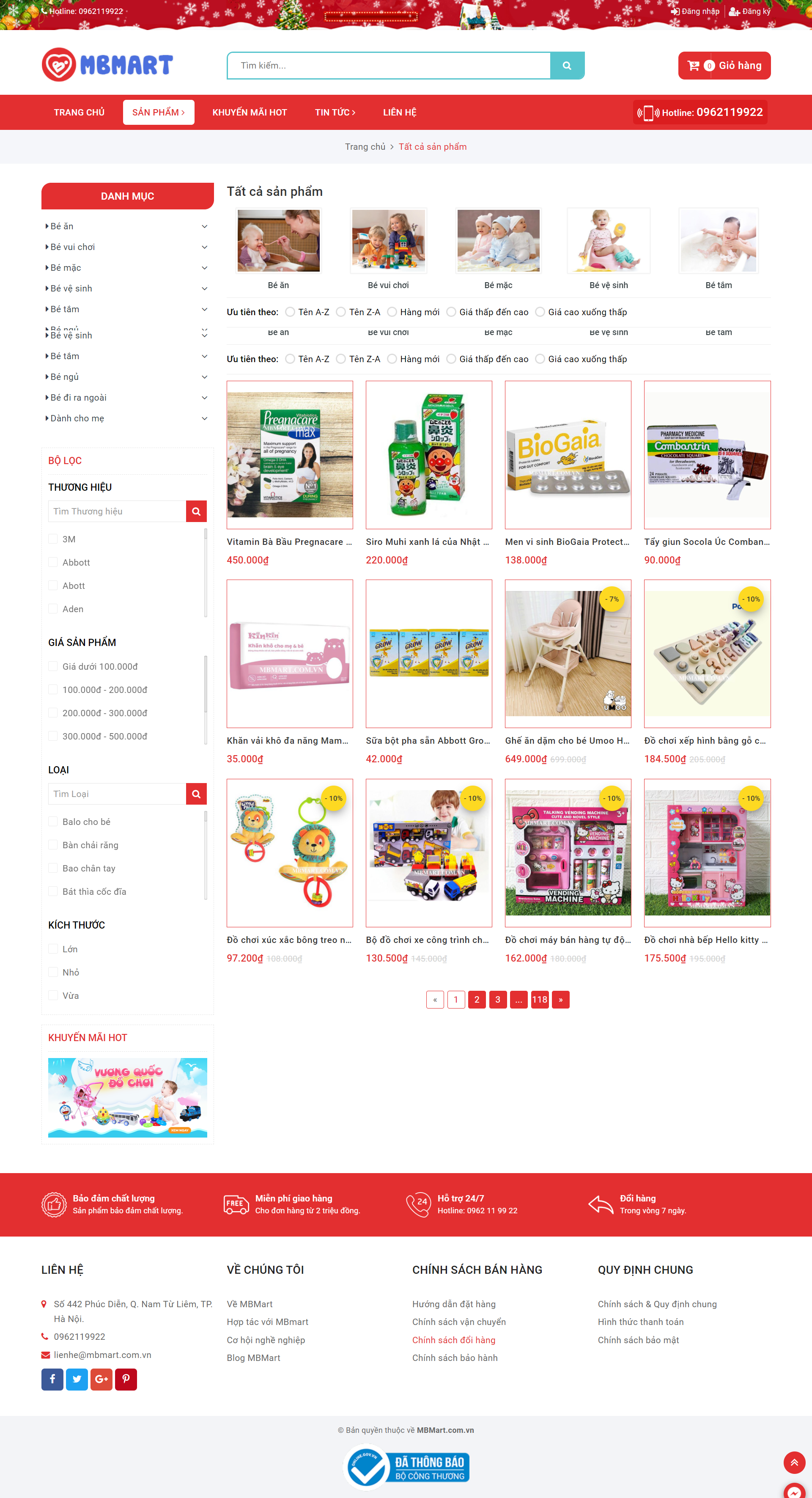 Thiết kế Website Web mẹ và bé - mbmartcomvn