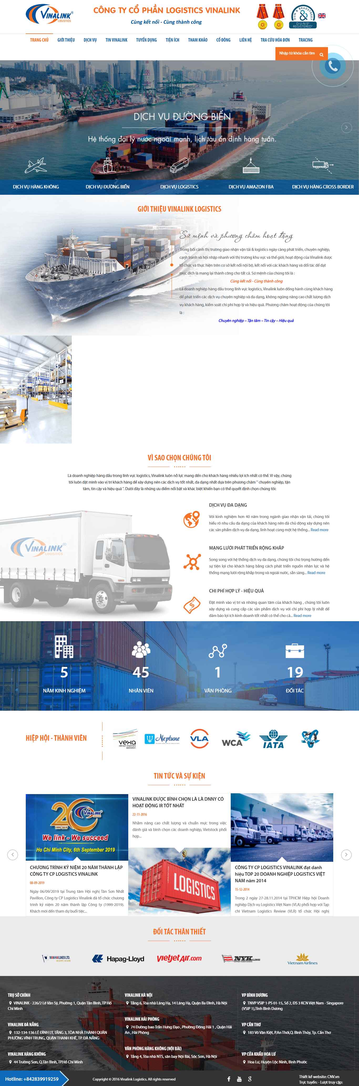 [viethungvn] Thiết kế Website web dịch vụ Logistics - wwwvinalinklogisticscom