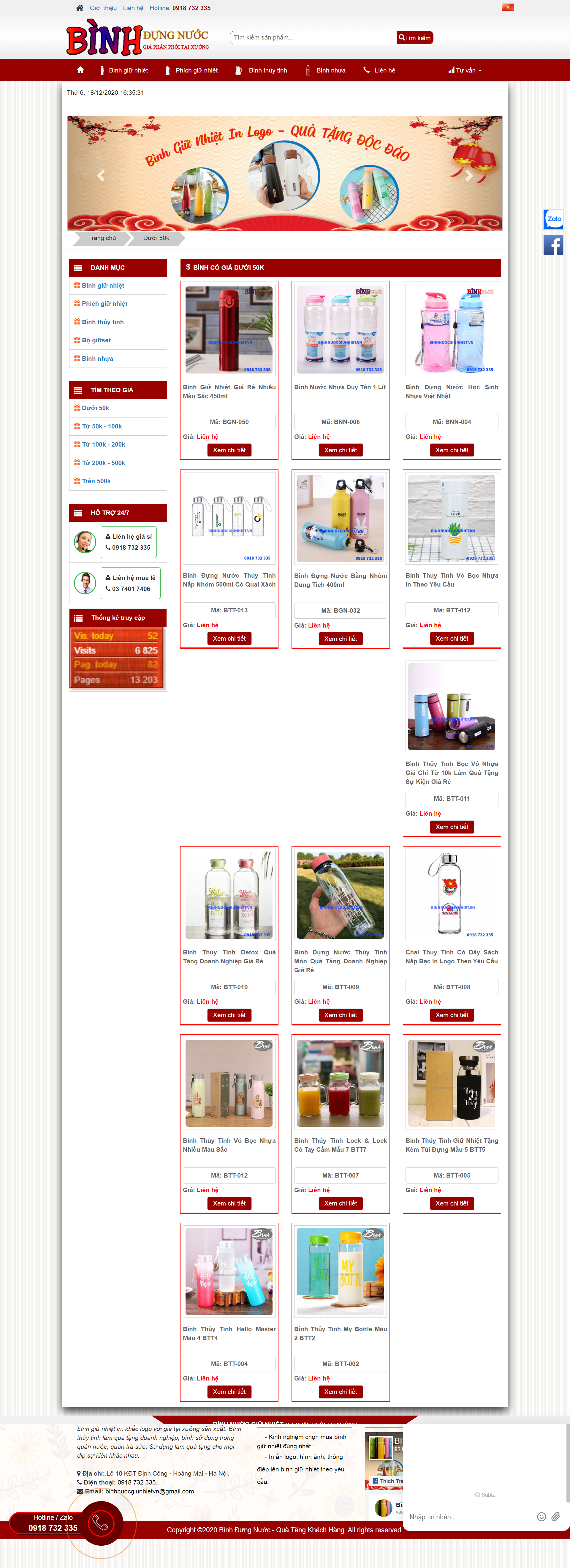 Thiết kế Website Web bán bình giữ nhiệt - binhnuocgiunhietvn