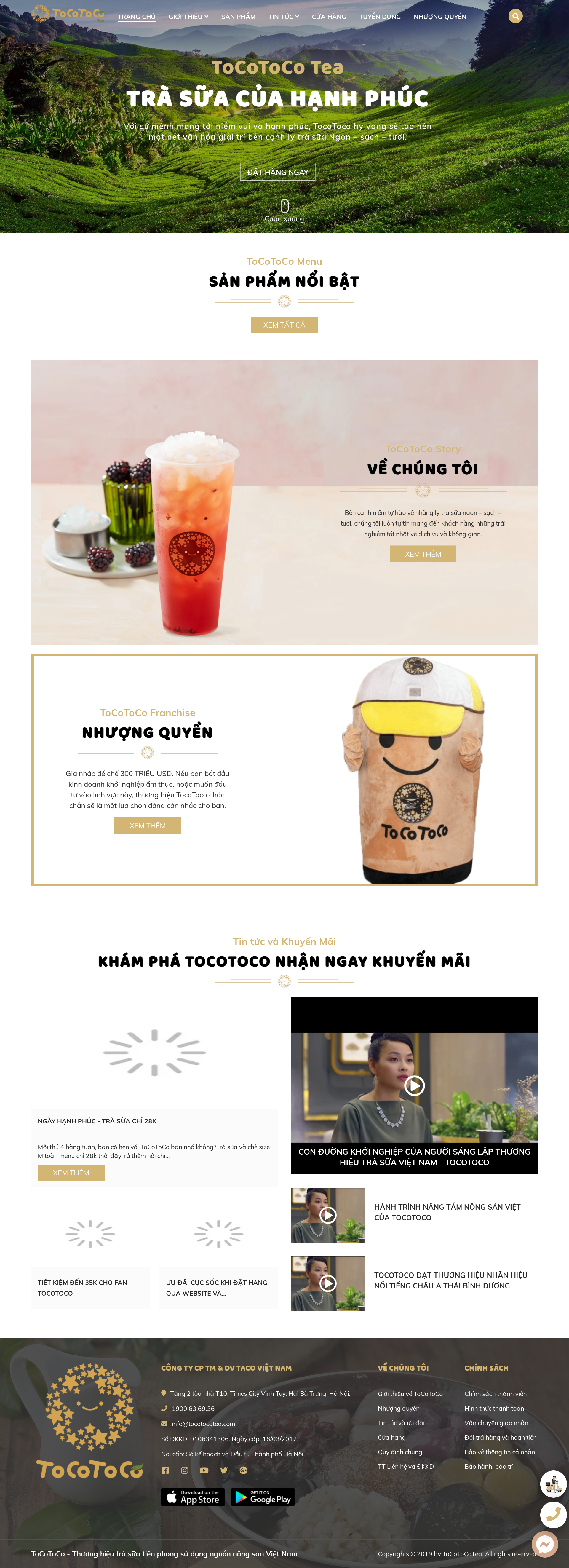 Thiết kế Website Web quán trà sữa - tocotocoteacom