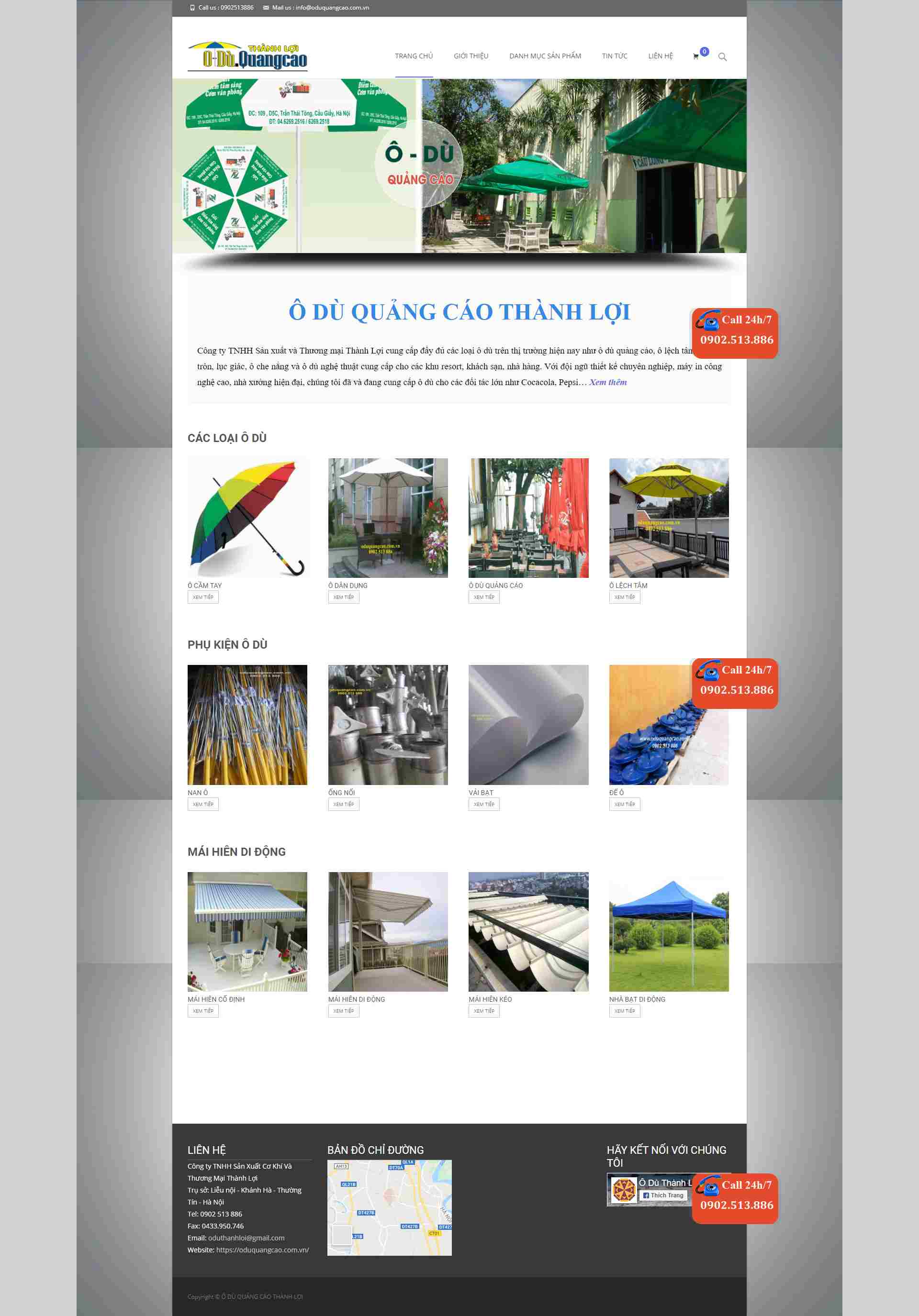 Thiết kế Website web ô dù quảng cáo - oduquangcaocomvn