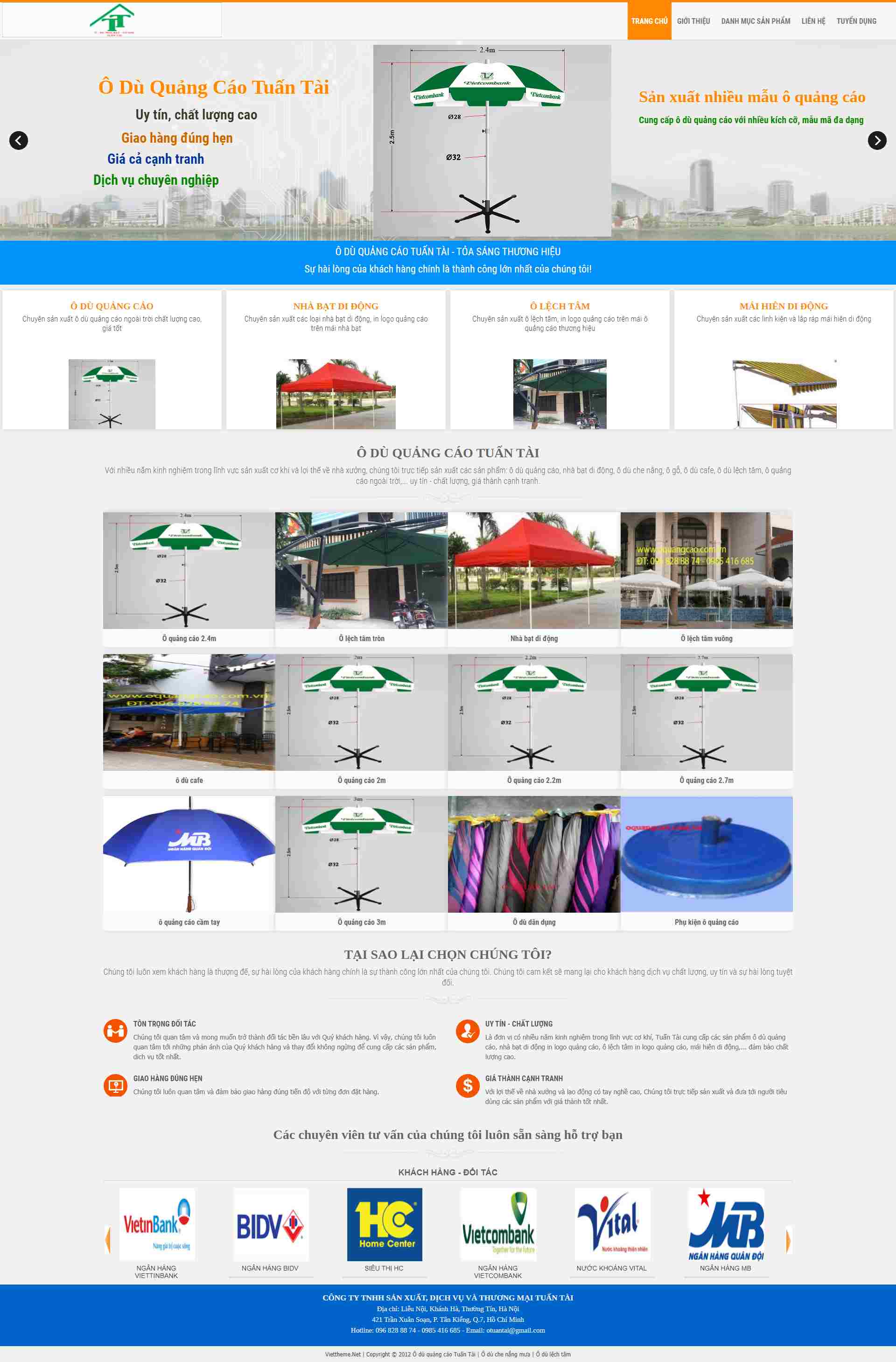 Thiết kế Website web ô dù quảng cáo - wwwoquangcaocomvn