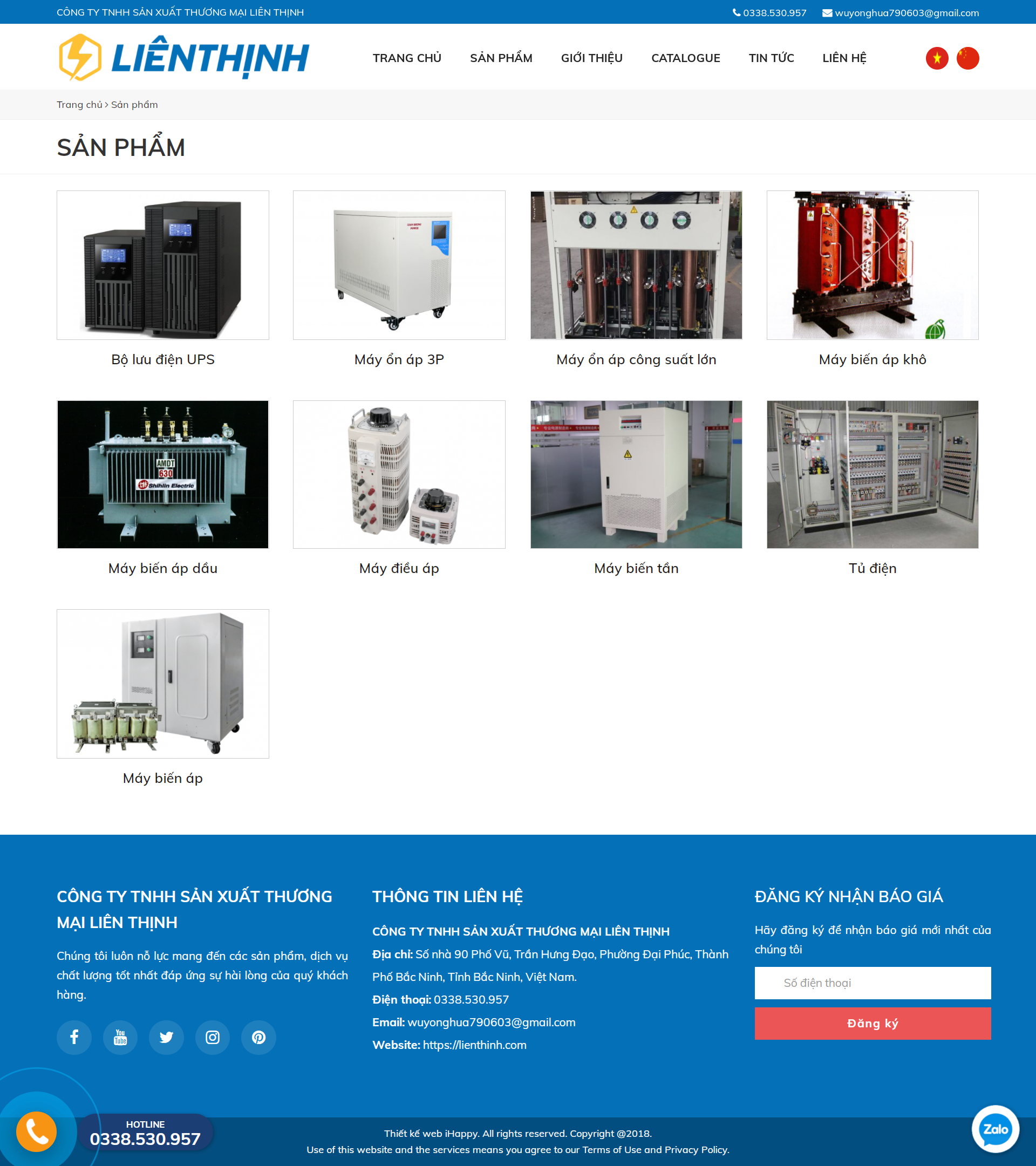 Thiết kế Website Web ổn áp, lioa - lienthinhcom