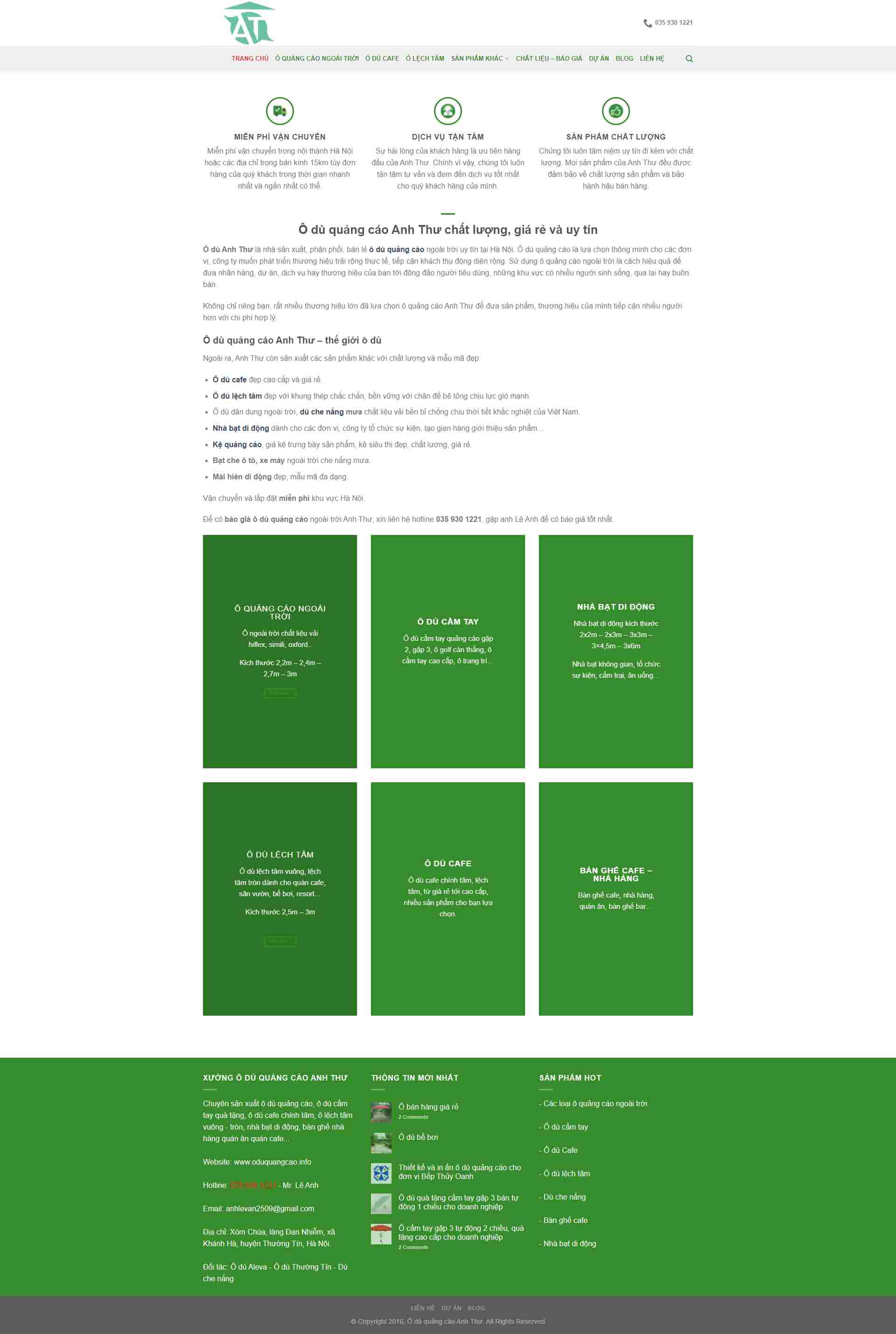 Thiết kế Website web ô dù quảng cáo - oduquangcaoinfo