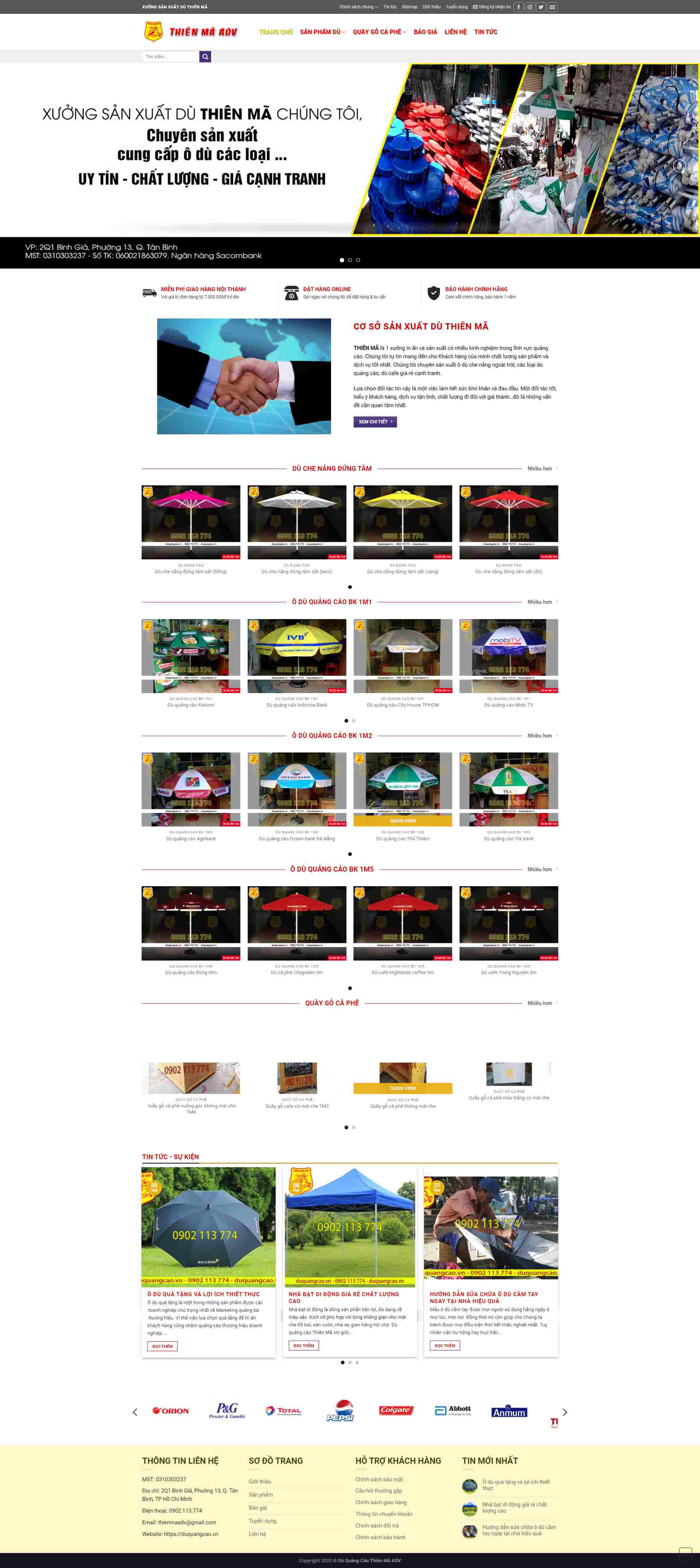 Thiết kế Website web ô dù quảng cáo - duquangcaovn